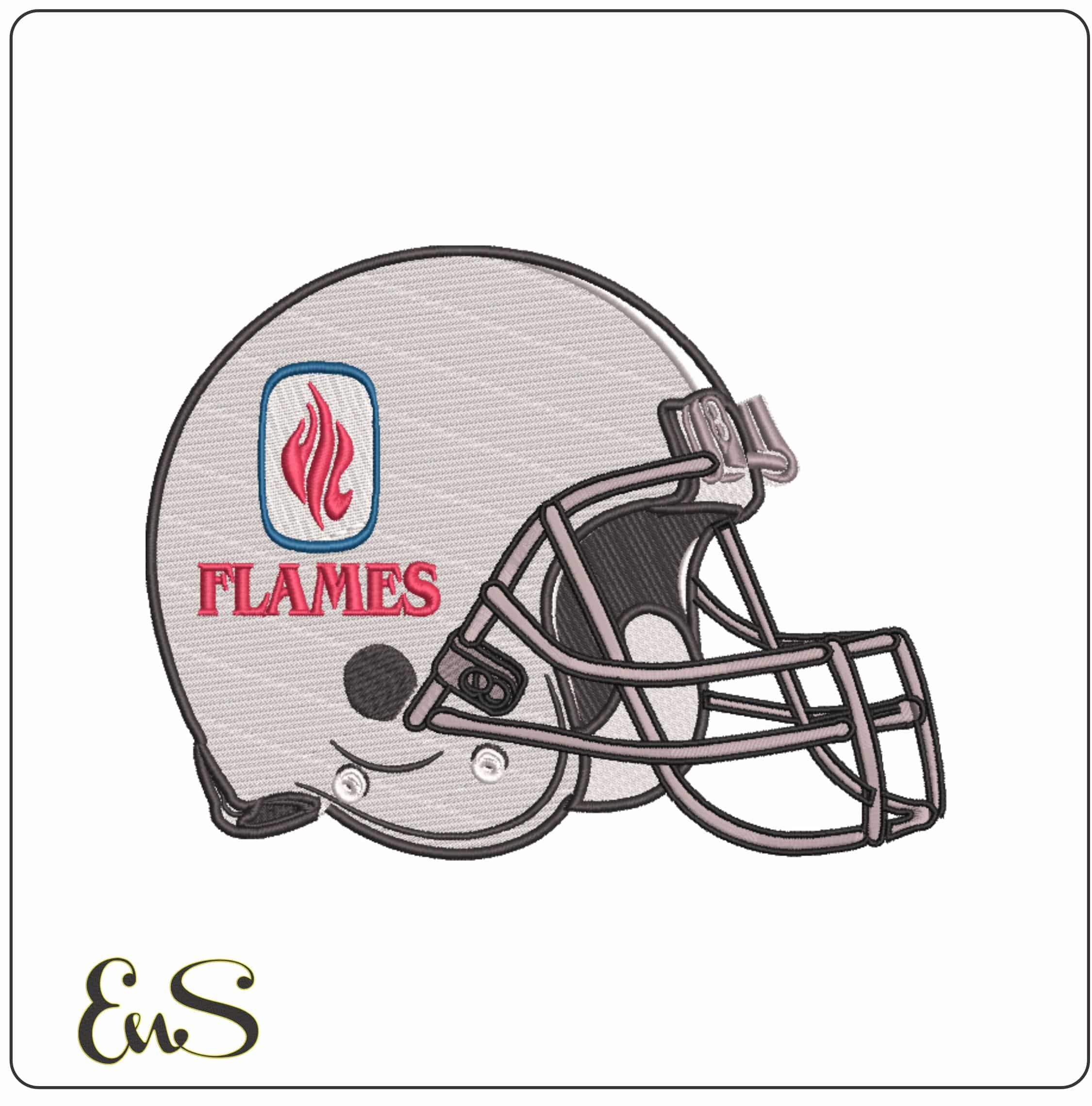 AF Helmet Illinois Chicago Flames 1982 to 1996  - Elegant embroidery design file-instant download