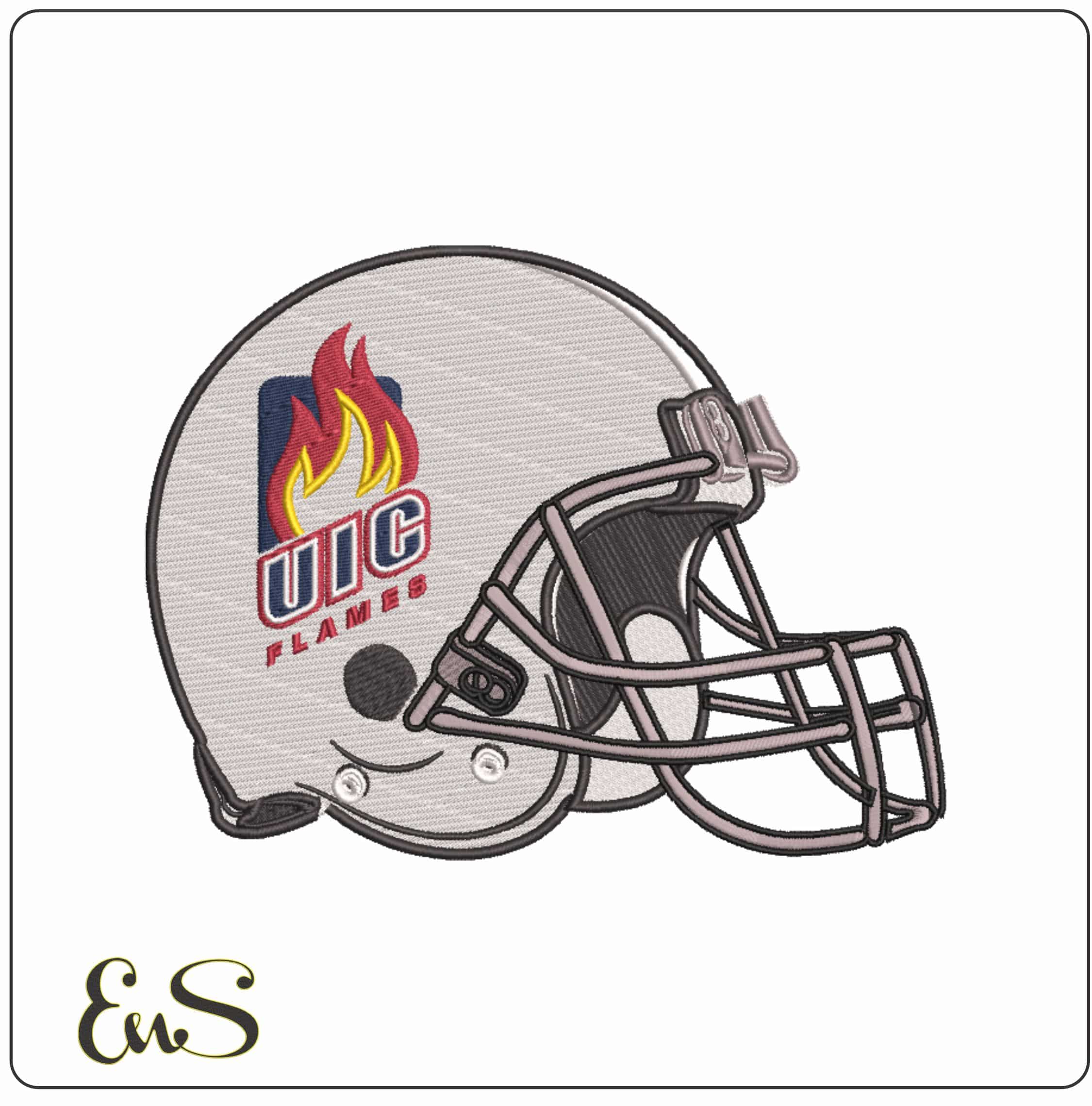 AF Helmet Illinois Chicago Flames 1996 to 2020  - Elegant embroidery design file-instant download