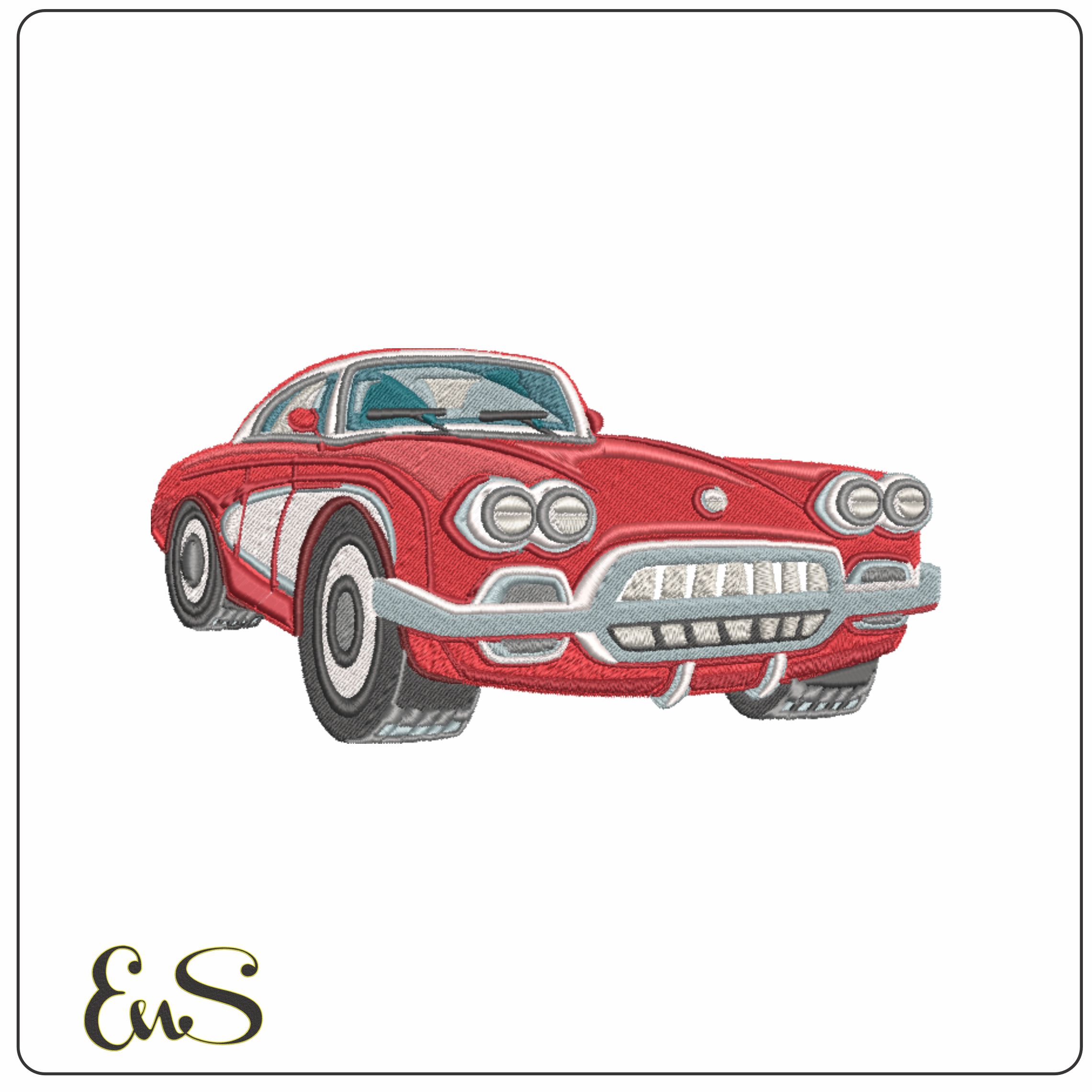 Early Corvette car embroidery design - Cruiser embroidery design machine pattern Baby toddler embroidery file - instant download in a frame