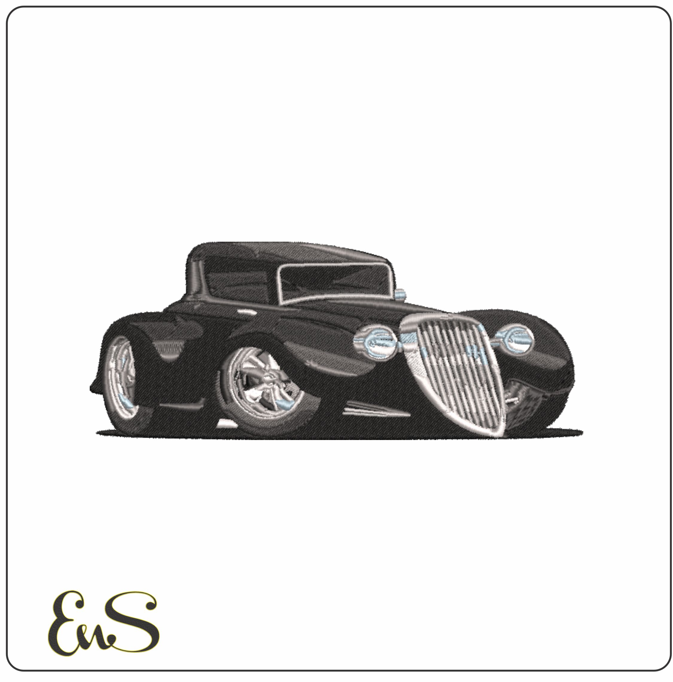 Hot rod car embroidery design - Low rider embroidery design machine pattern - Baby toddler embroidery file - instant download in a frame