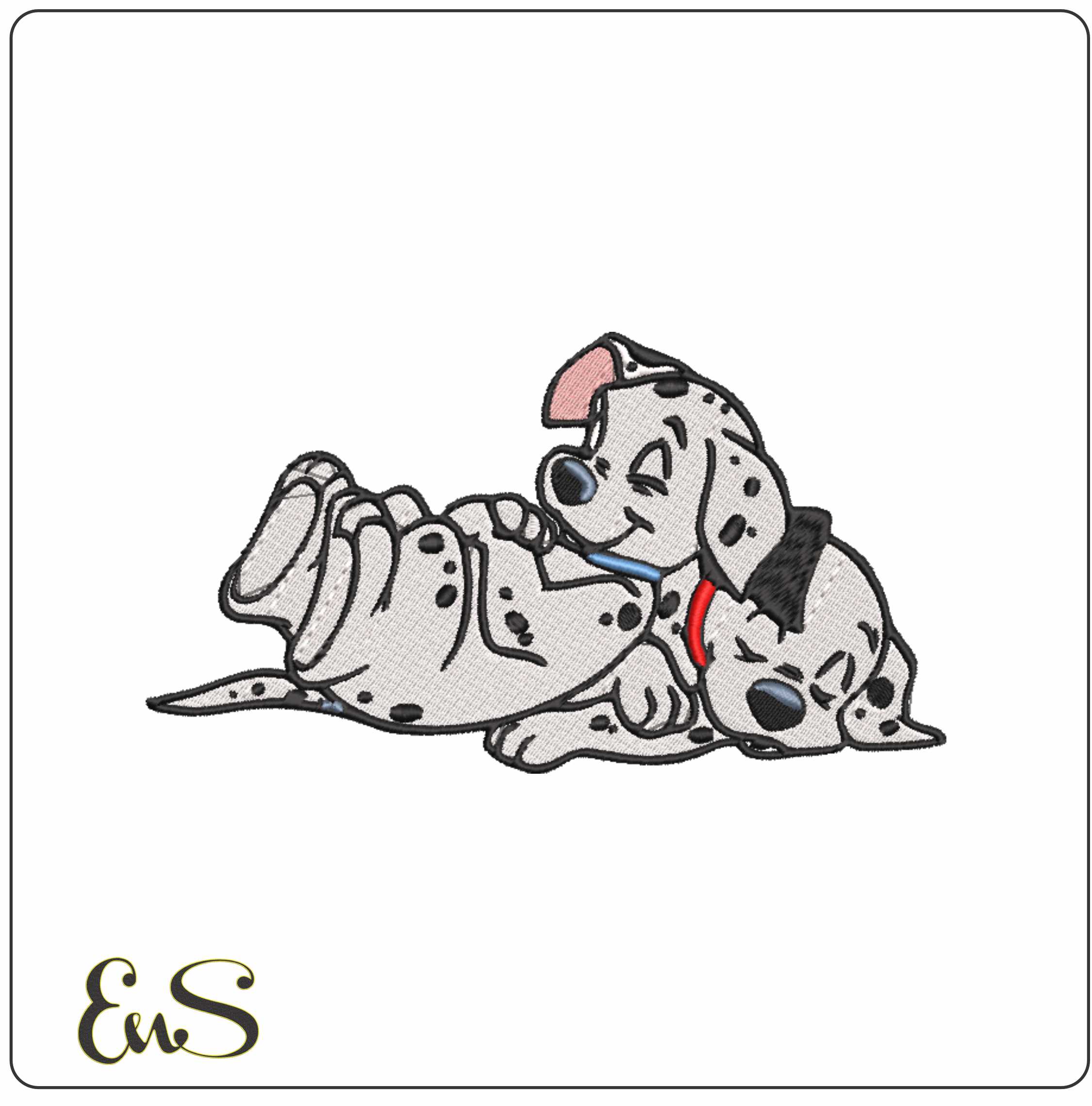 101 Dalmatian embroidery design Cartoon Sleeping embroidery design machine pattern Baby toddler embroidery file instant download in frame