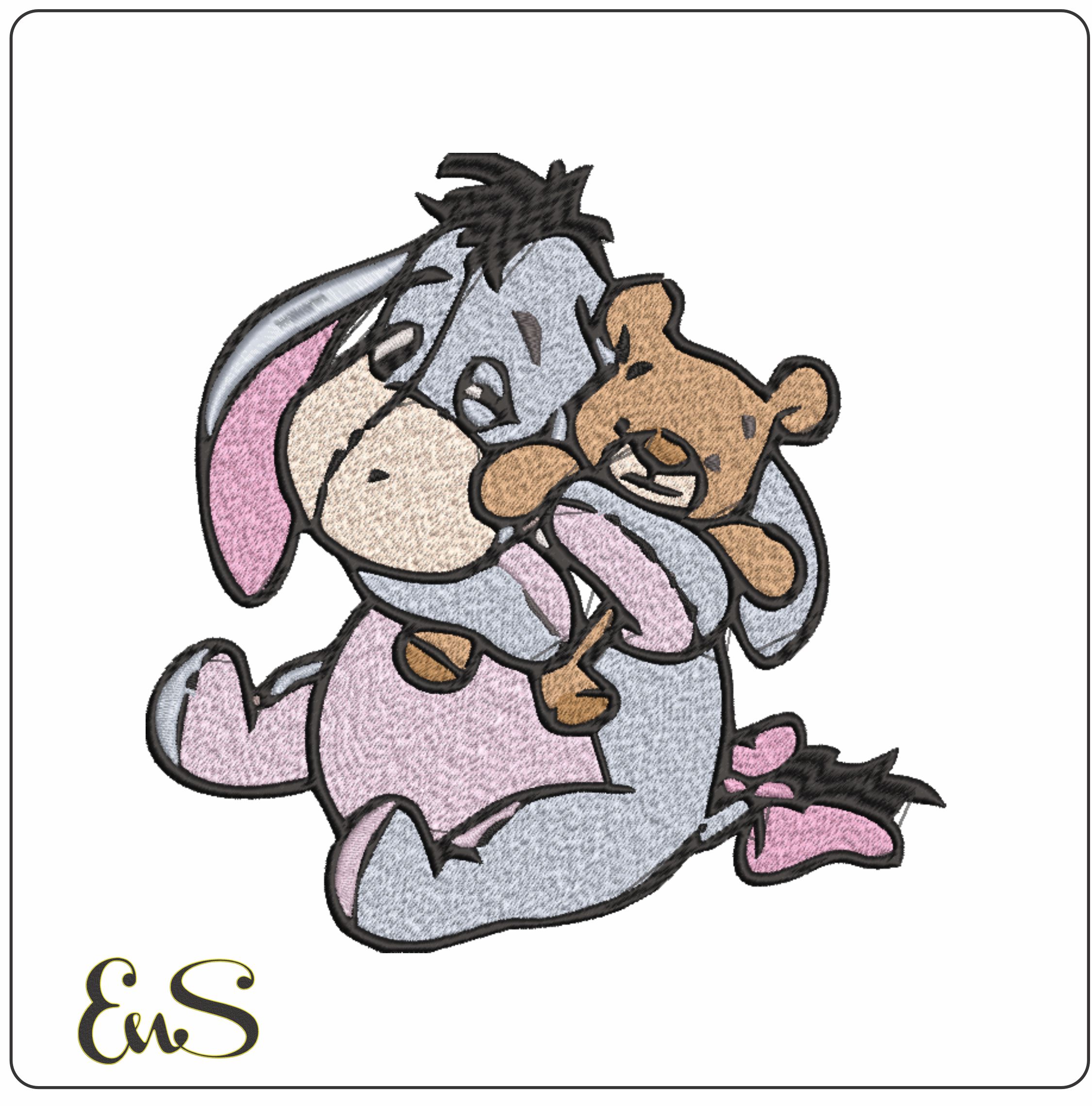 Eeyore cuddle embroidery design machine embroidery design, design for kids, babies, infants, fill embroidery design, instant download