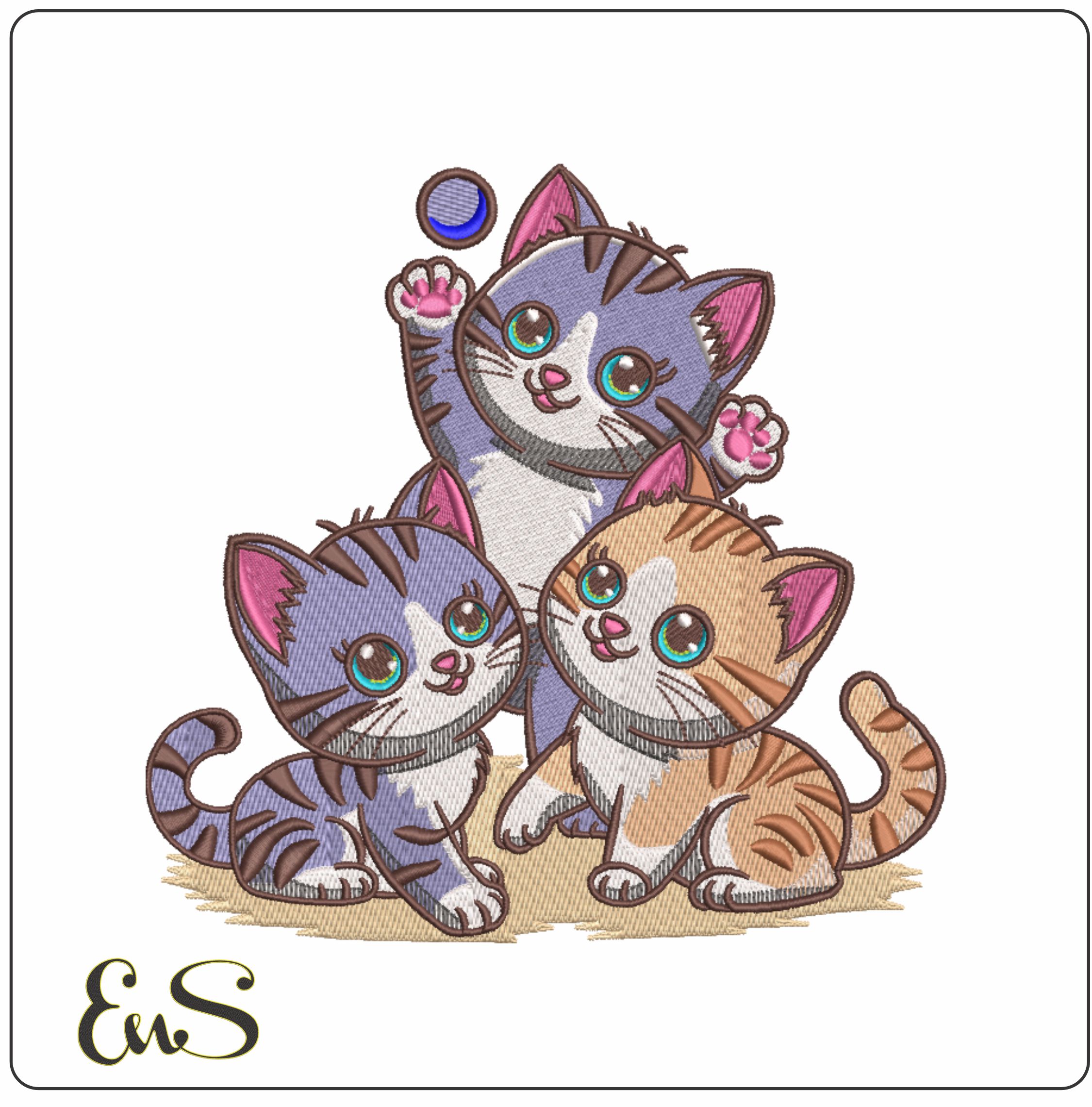 3 Kittens Playing With Ball