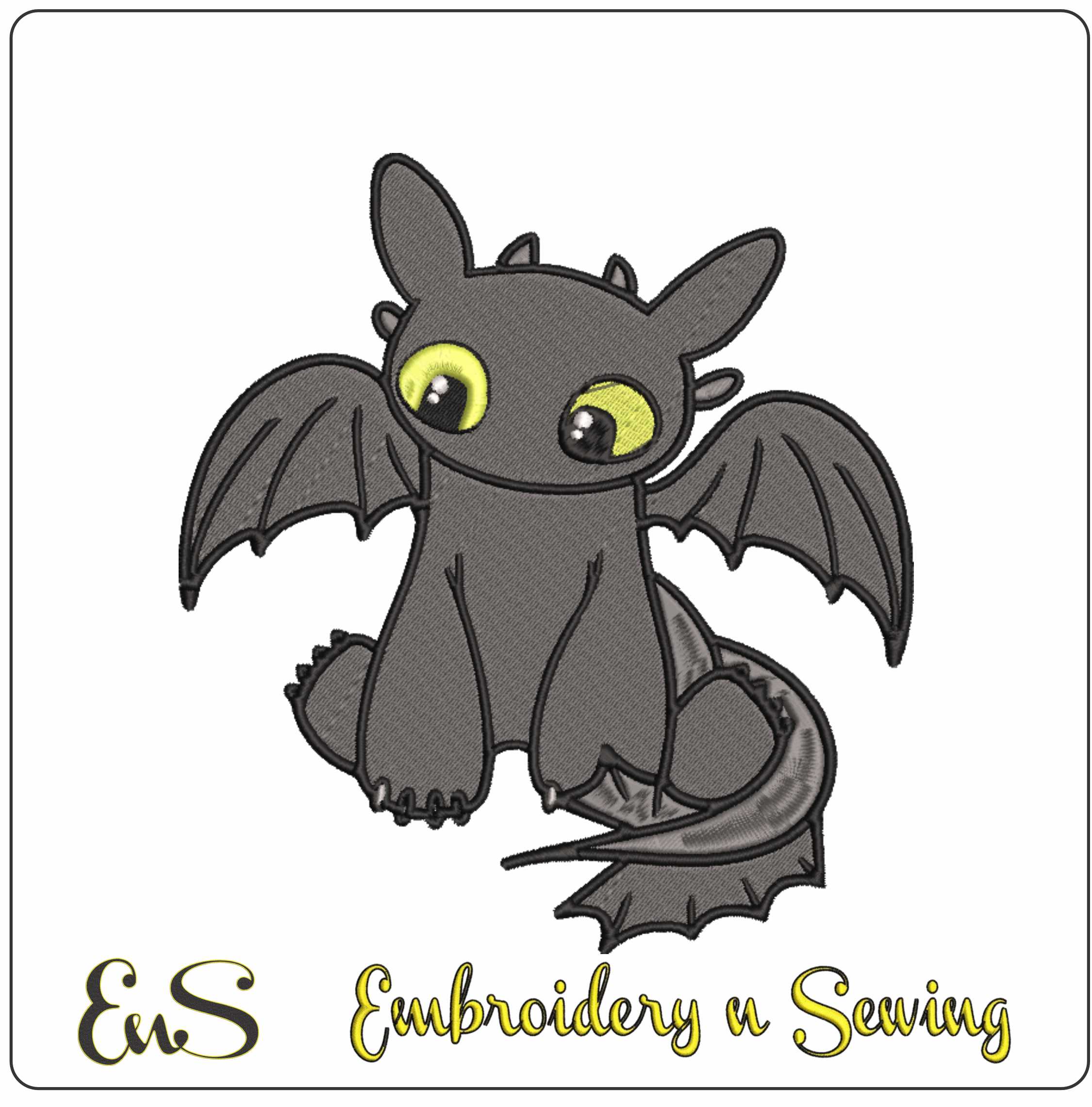 How to train a dragon embroidery design - Toothless embroidery design machine pattern - Baby toddler Infant embroidery