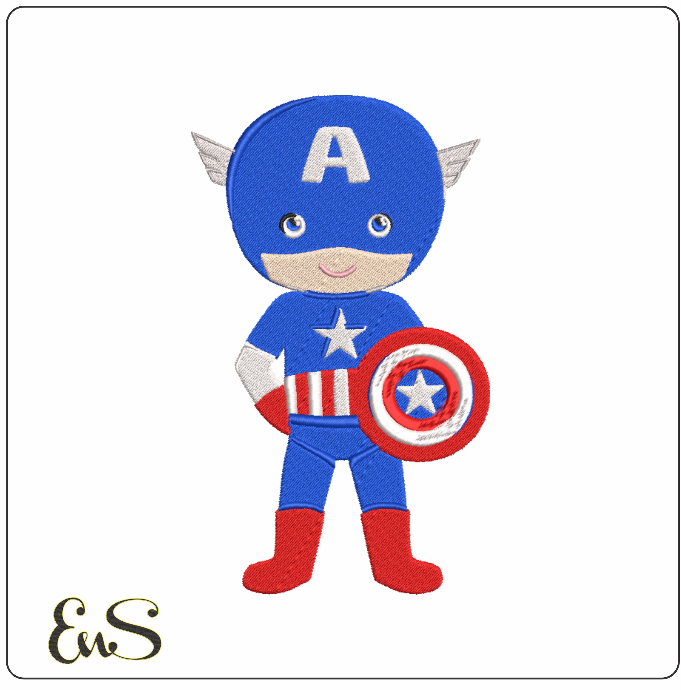 Baby Capt. America embroidery design - Baby super hero design machine pattern Baby toddler embroidery file - instant download in a frame