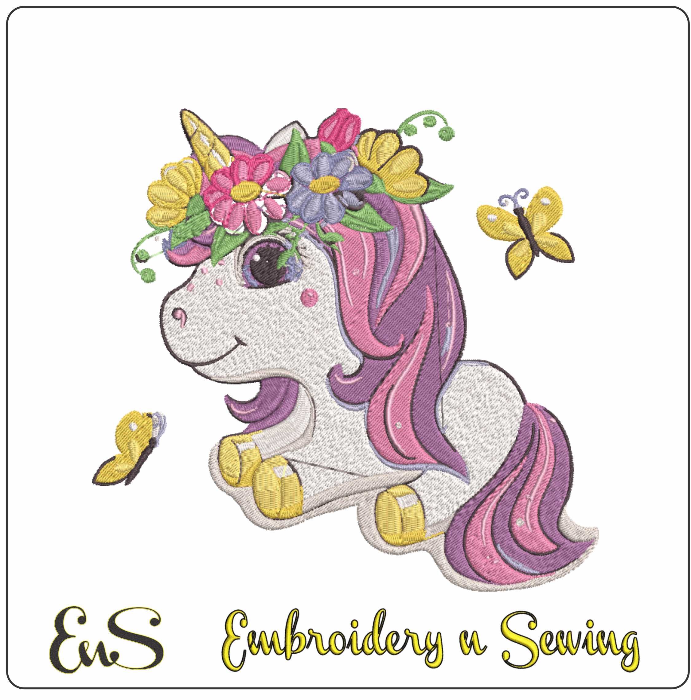 Unicorn embroidery design - Cartoon Unicron embroidery design machine pattern - Baby toddler embroidery file - instant download in a frame