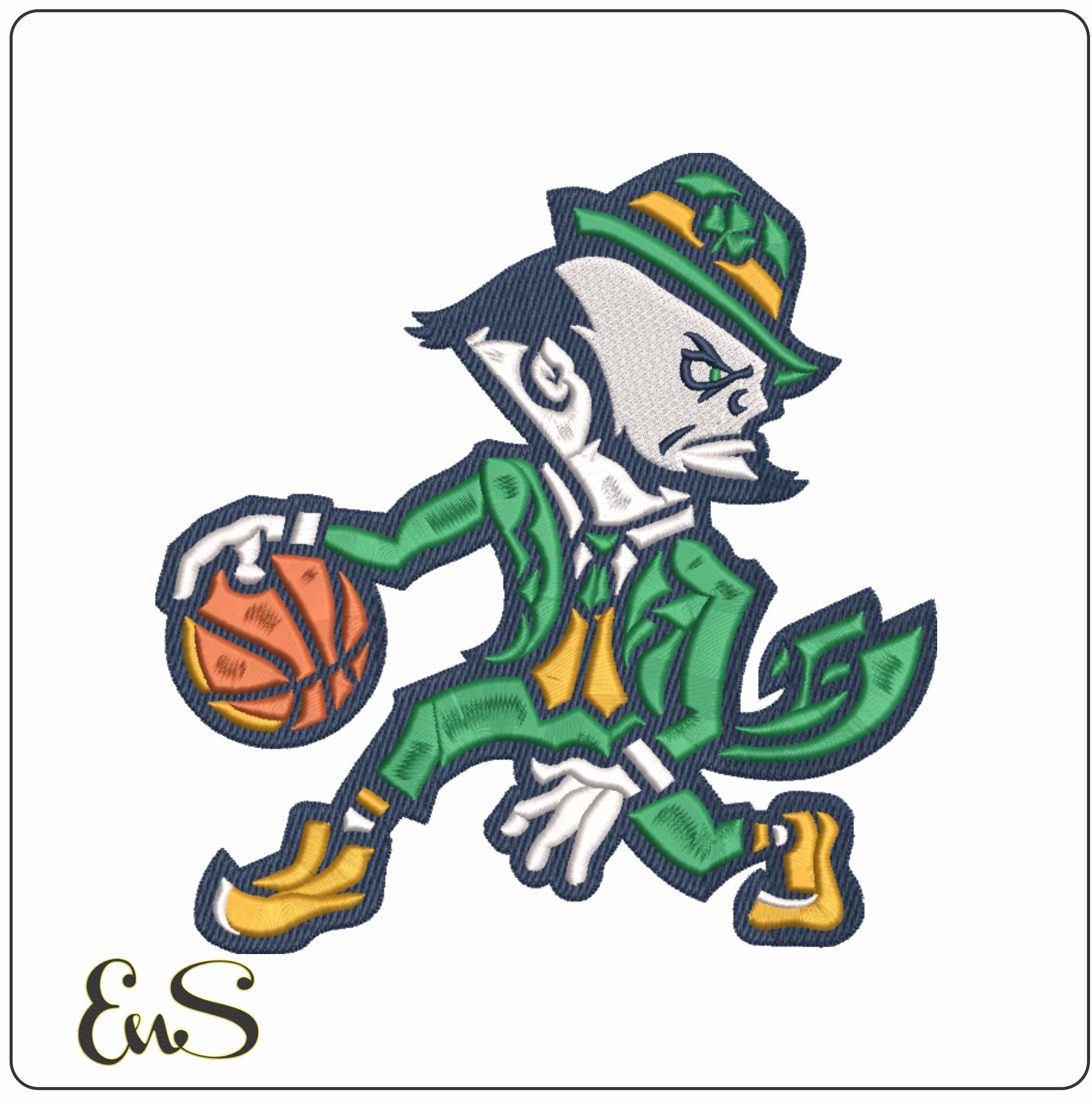Notre Dame Fighting Irish Leprachaun With Basketball Satin College