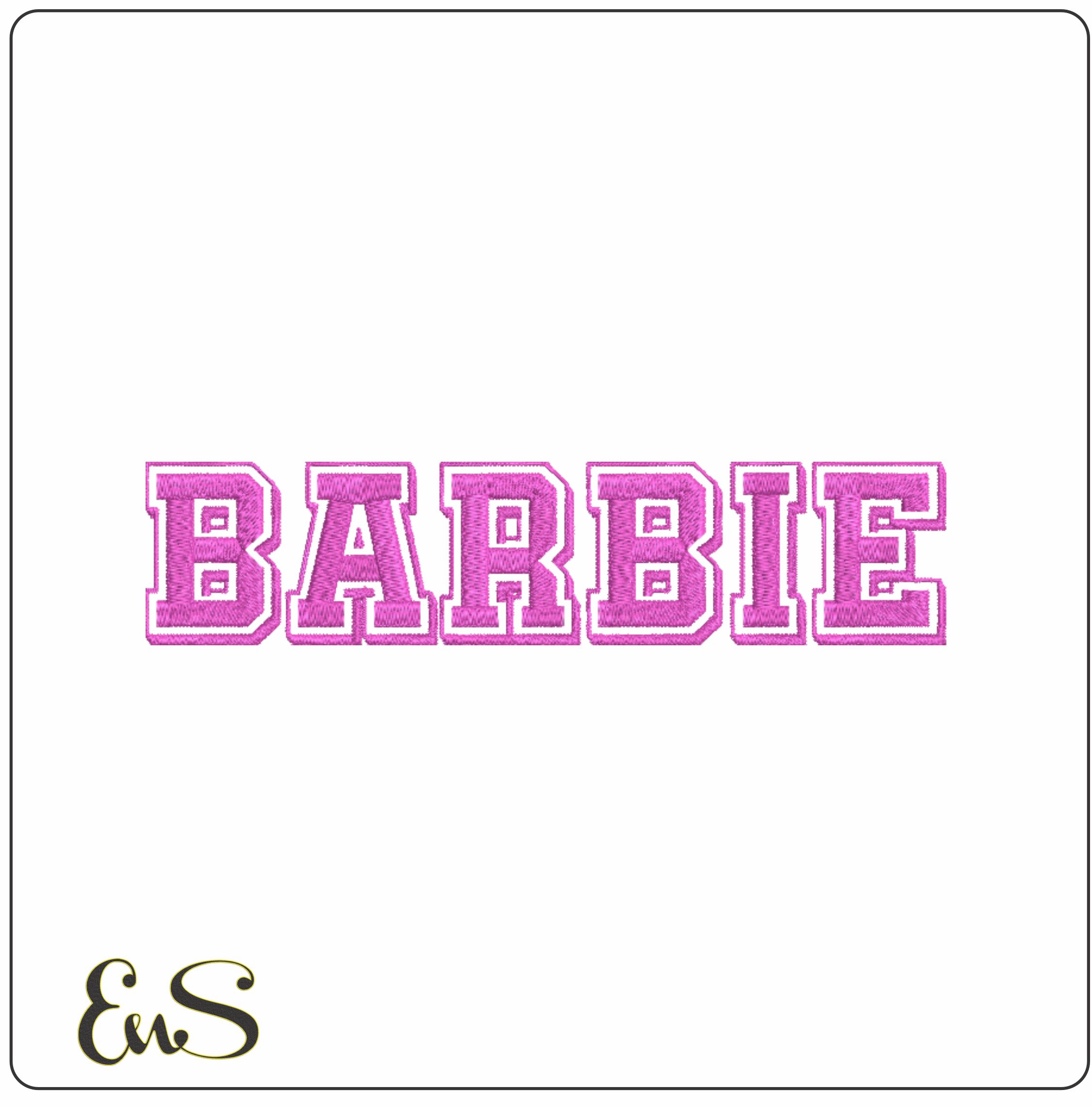 Barbie text embroidery design Pink Barbie 3d Font Logo design machine pattern embroidery file instant download in a frame