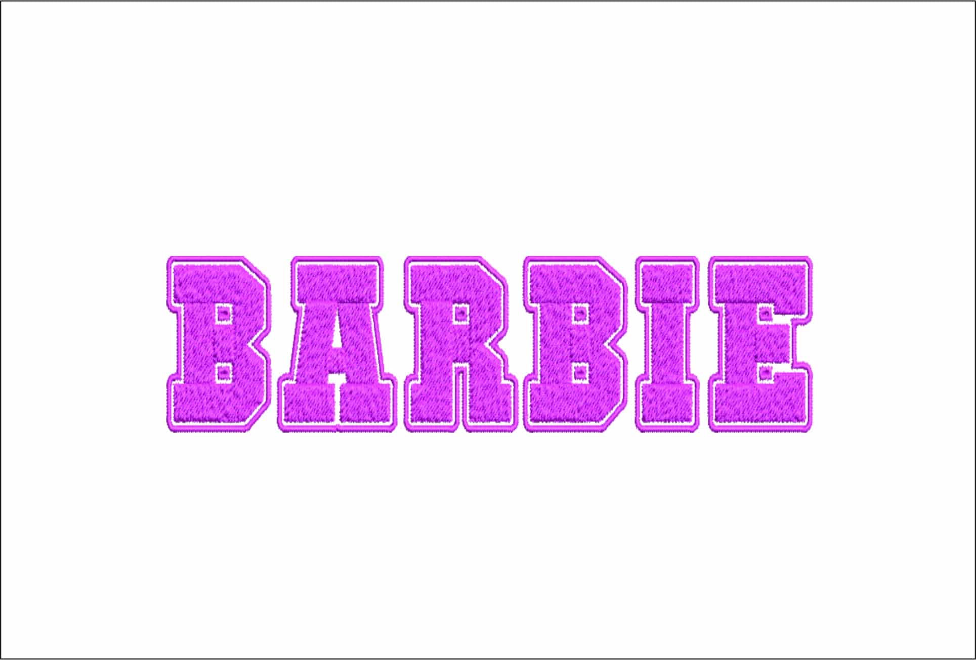 Barbie text embroidery design Pink Barbie 3d Font Logo design machine pattern embroidery file instant download in a frame
