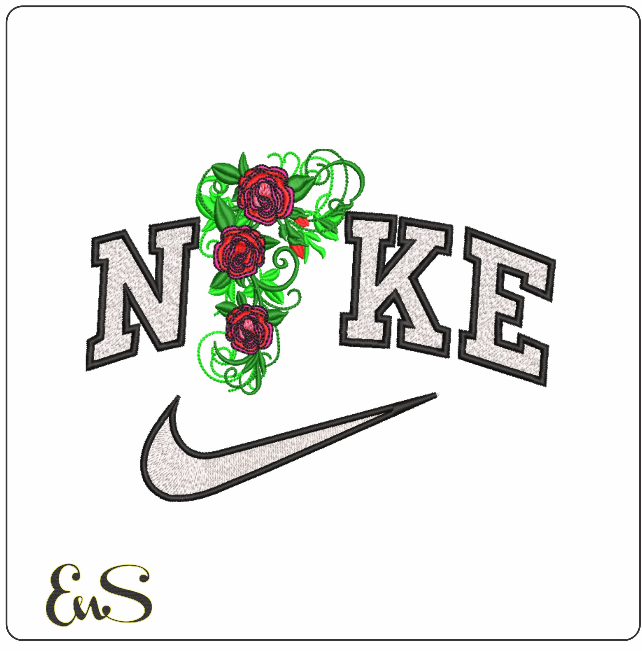 Nike 3 Pink Roses And Leaves