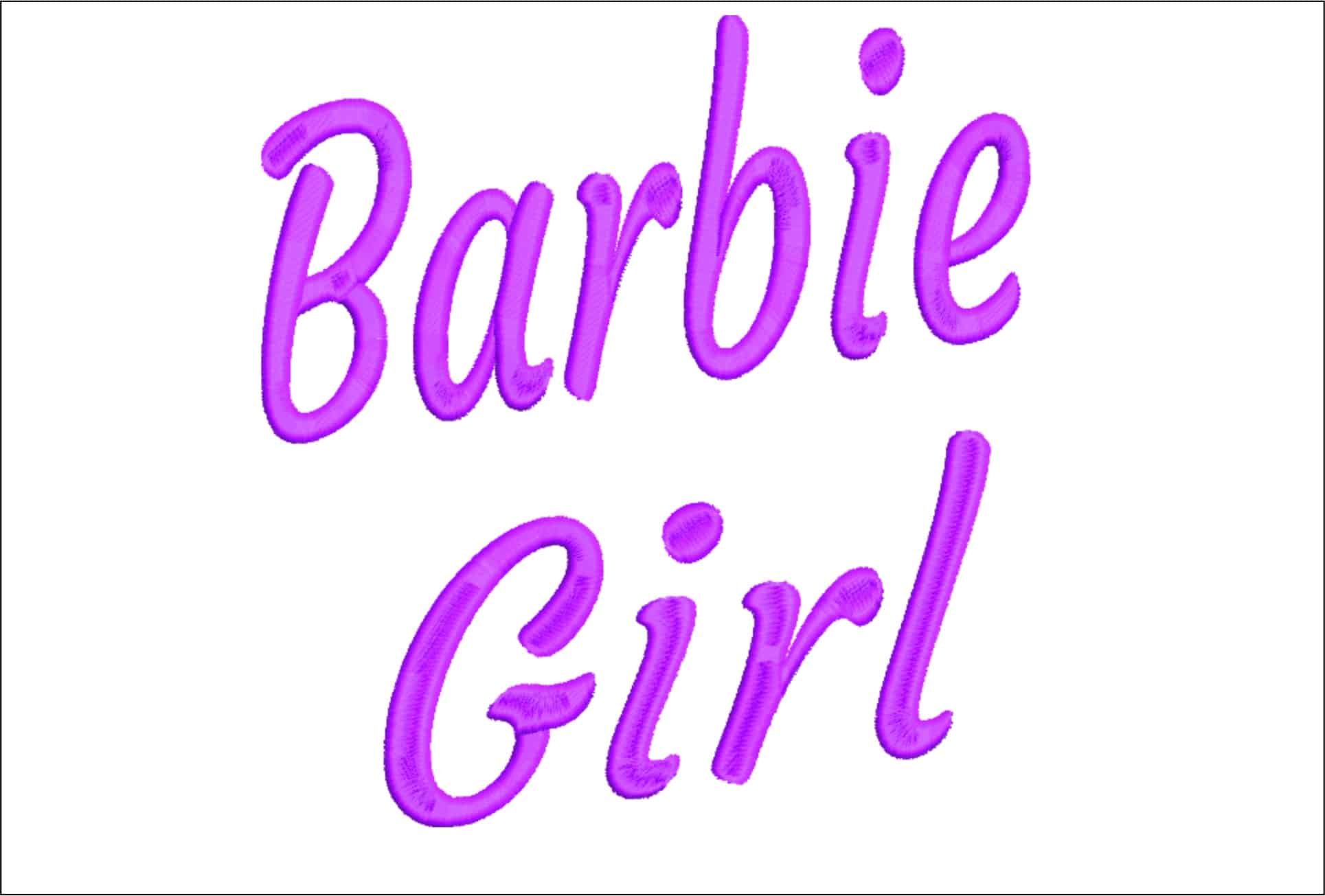 Barbie Girl text embroidery design Pink Barbie Courget Font Logo design machine pattern embroidery file instant download in a frame