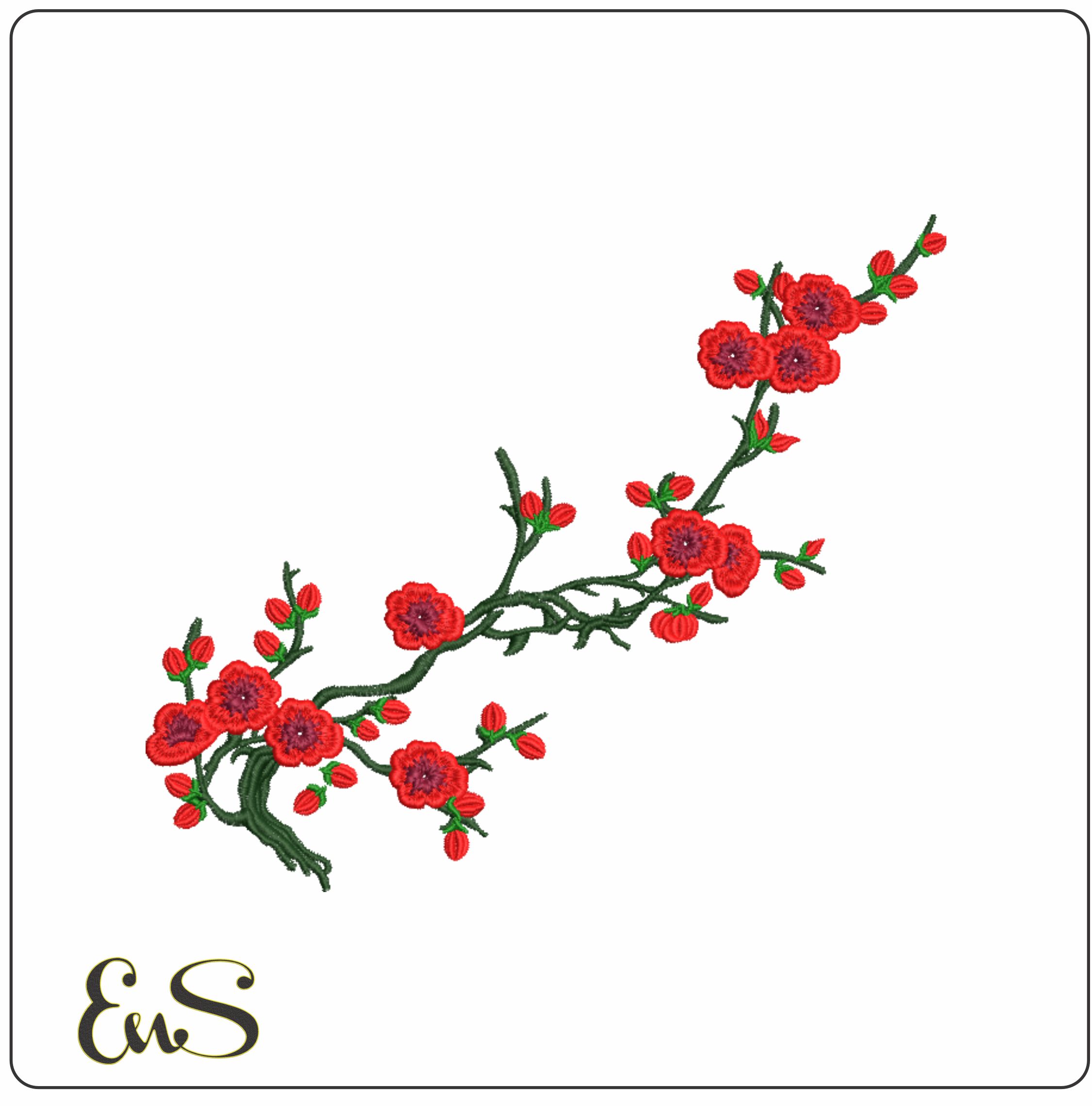 Red Roses And Buds On Branches