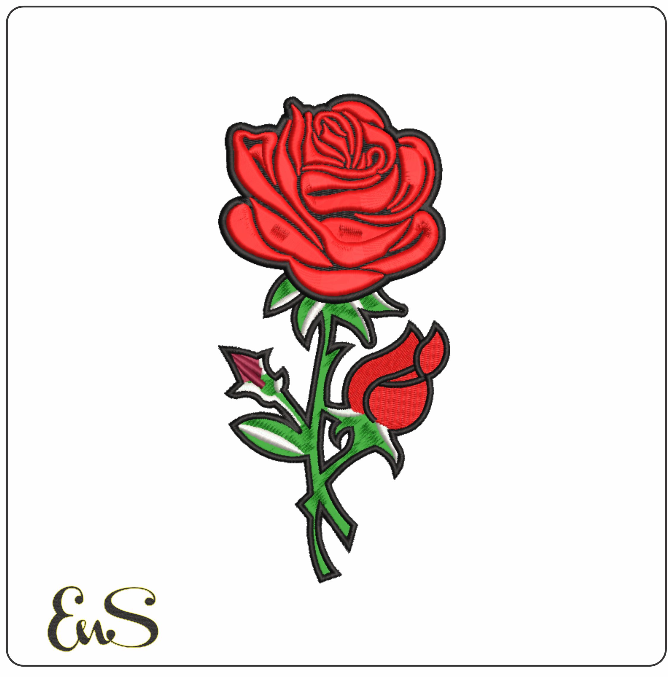 Single Stem Red Rose And Bud