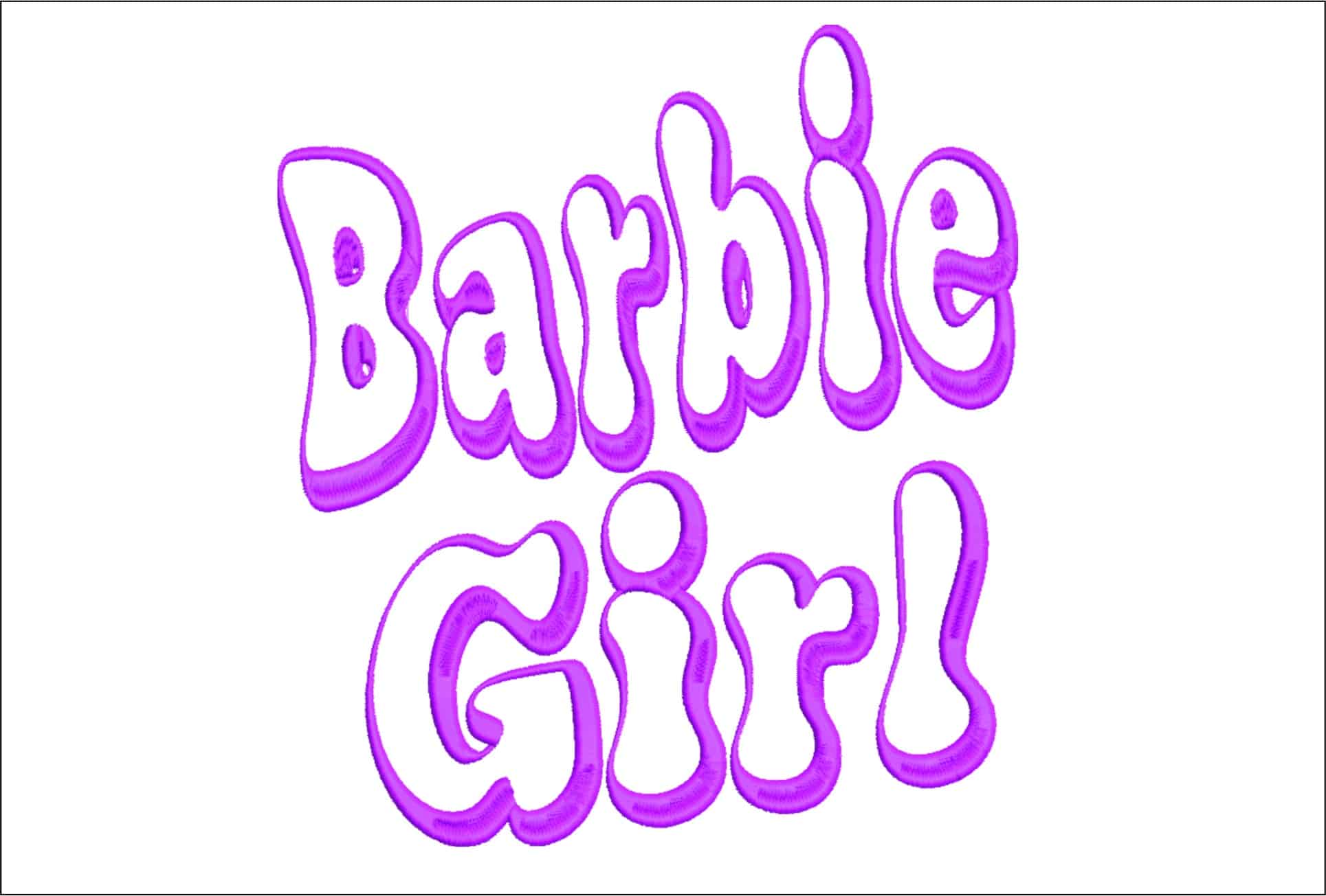 Barbie Girl text embroidery design Pink Barbie Candy Pop Font Logo design machine pattern embroidery file instant download in a frame