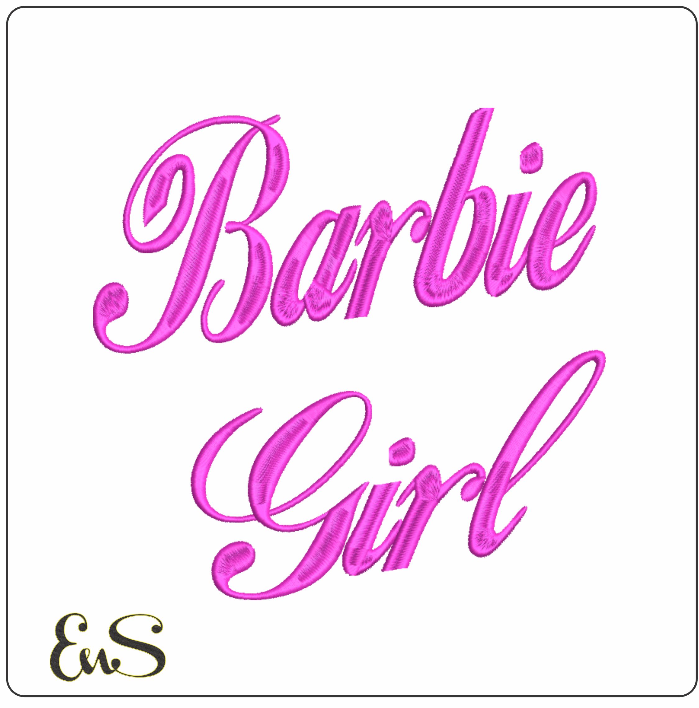 Barbie Girl text embroidery design Pink Barbie Loki Cola Font Logo design machine pattern embroidery file instant download in a frame