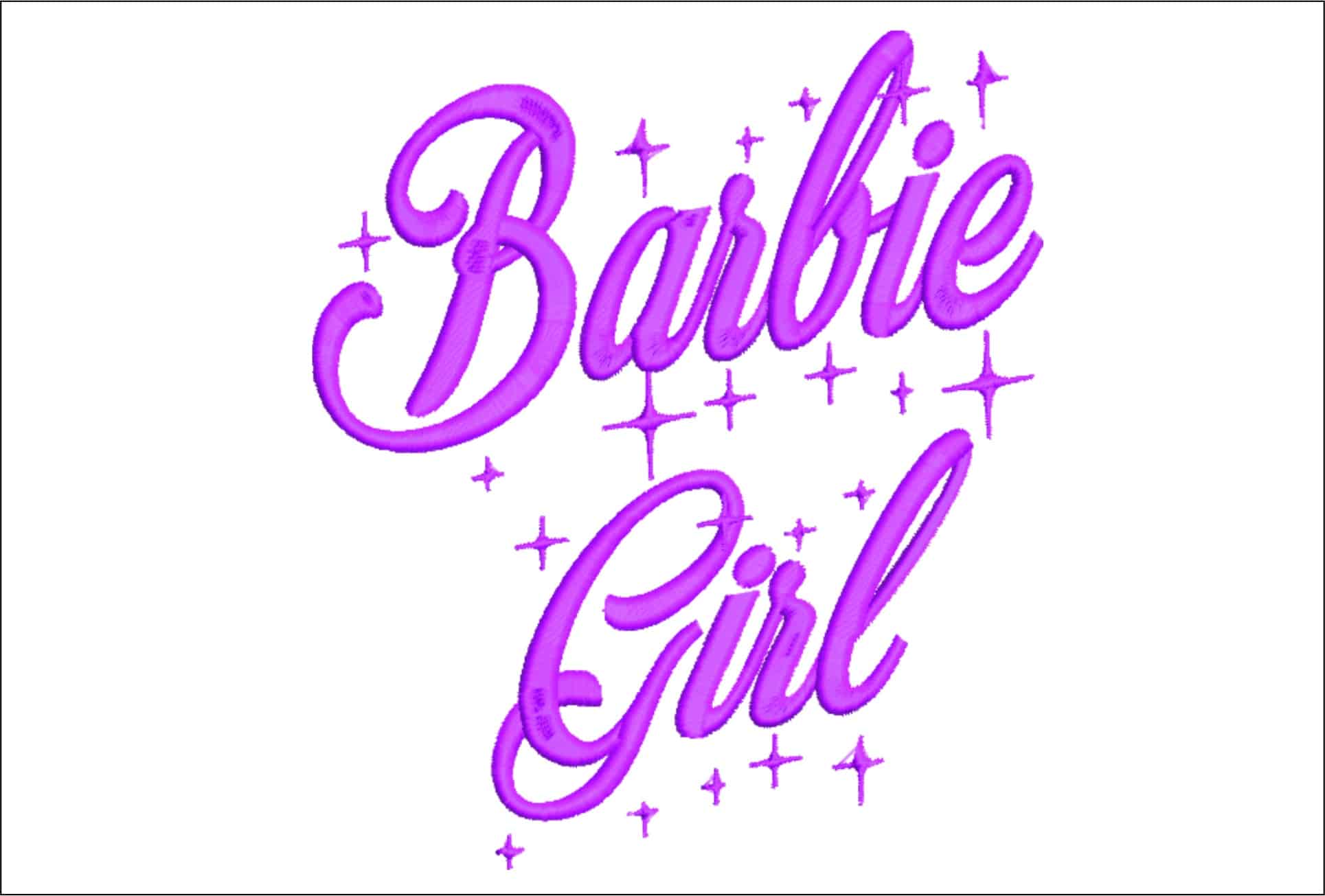Barbie Girl text embroidery design Pink Barbie Merry Stars Font Logo design machine pattern embroidery file instant download in a frame