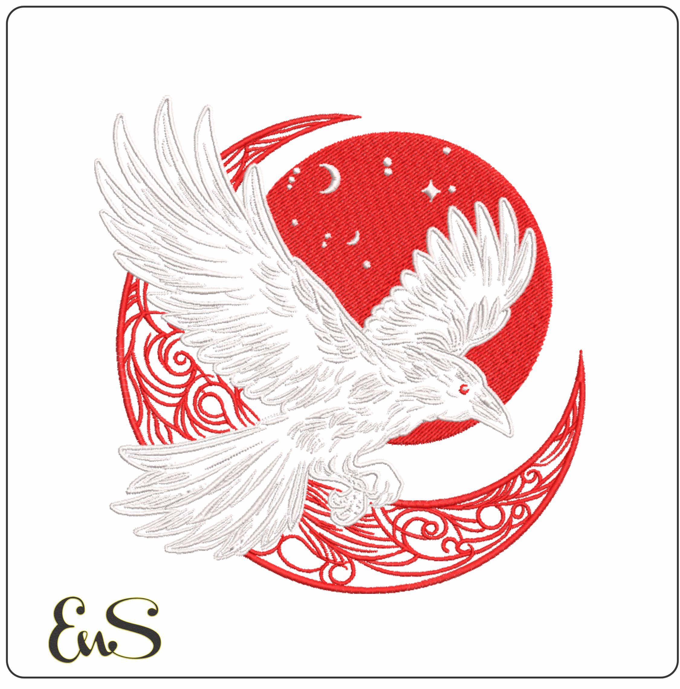 Crow On Red Moon