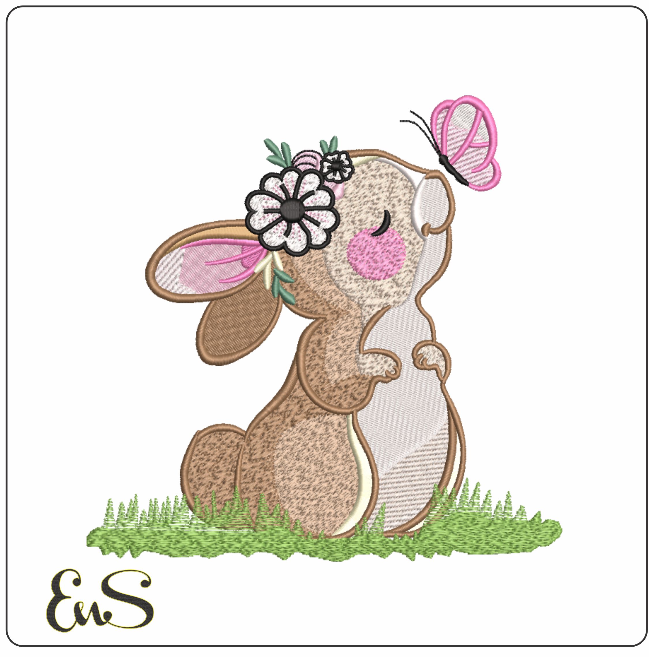Cute Girl Bunny With Butterfly