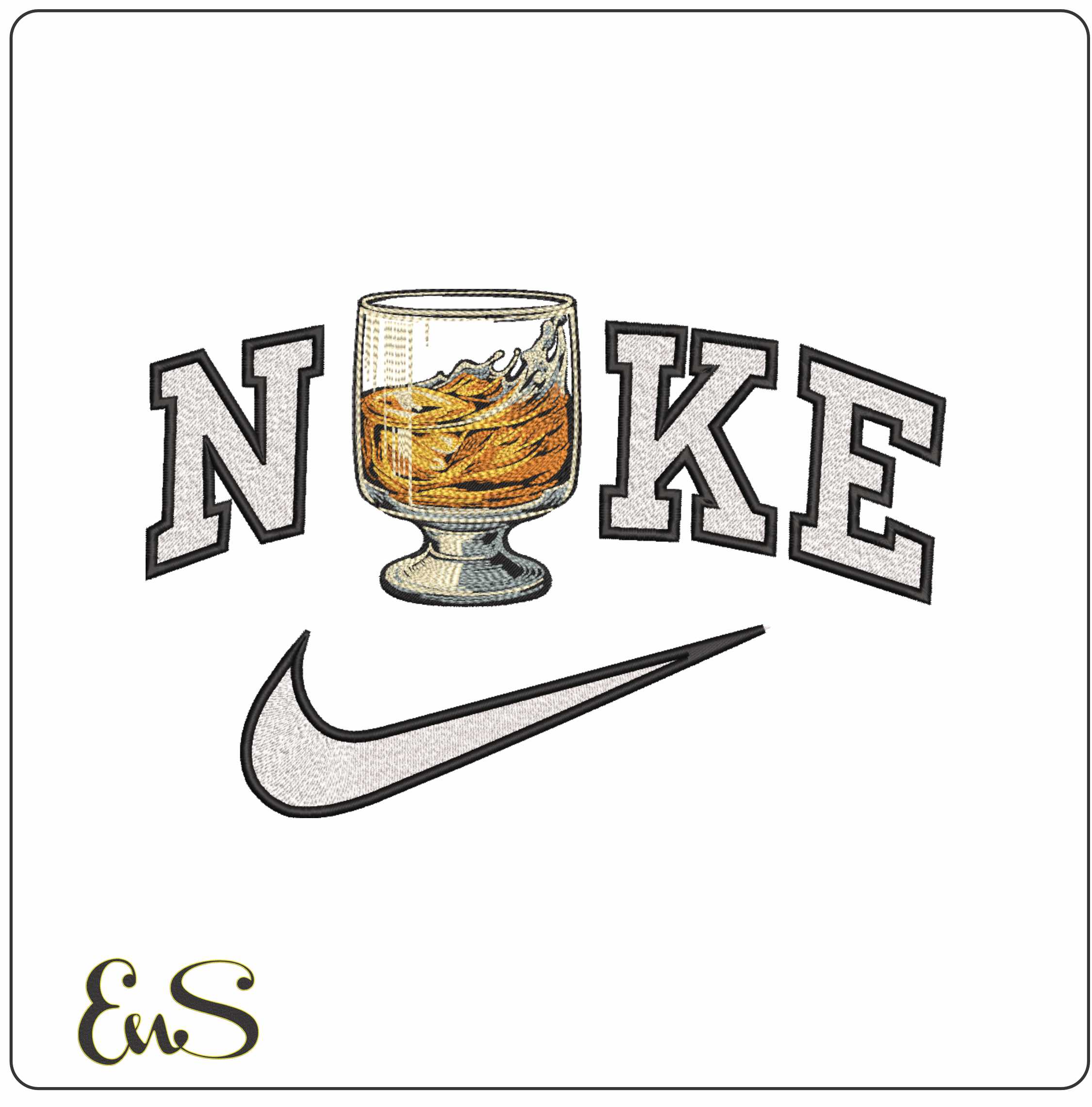 Nike Whiskey With Ice In Glass