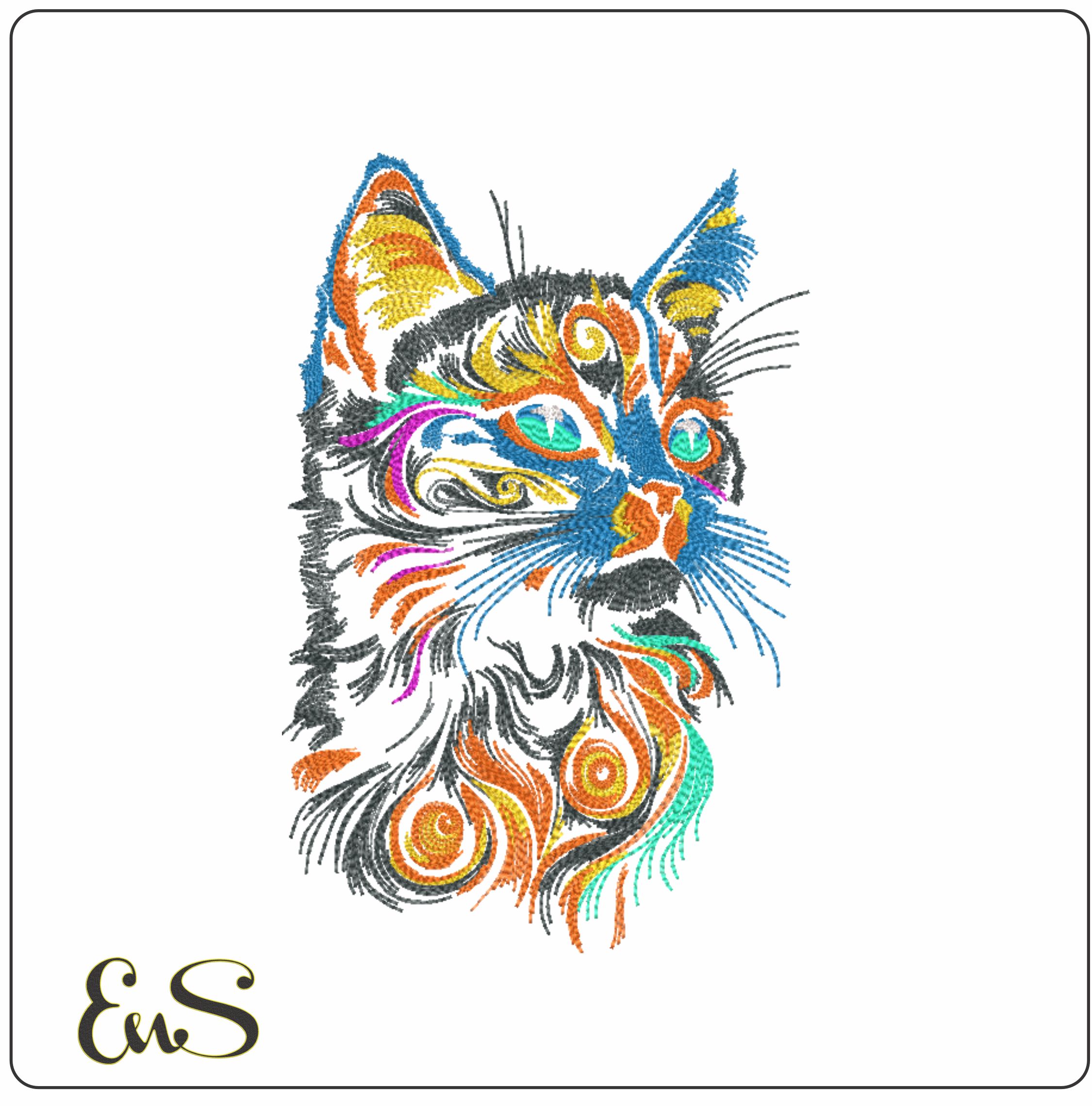 Abstract Cat Line Art