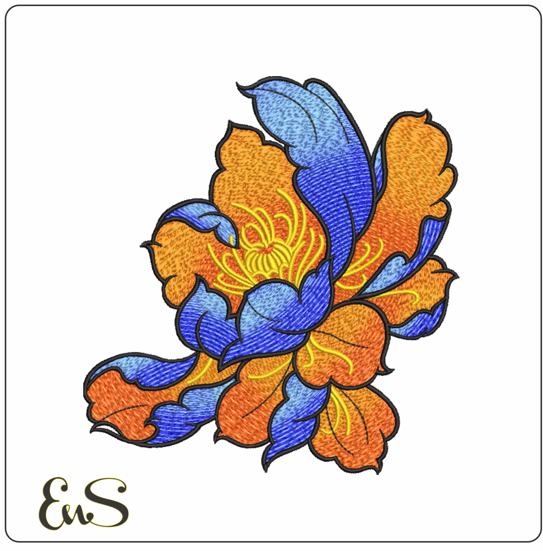 Blue Orange Peony