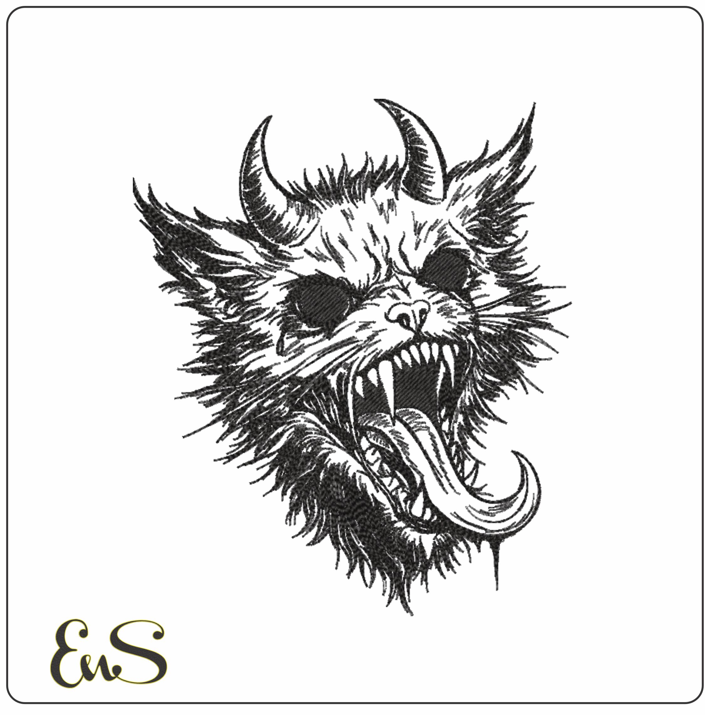 Demon Cat Line Art
