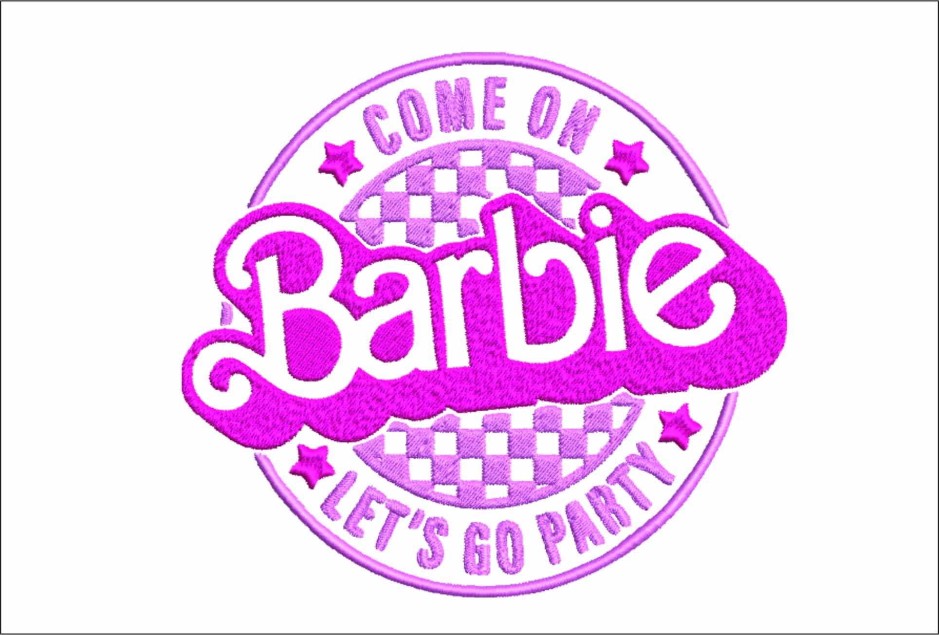 Barbie Lets go Party embroidery design Pink Barbie Party Font Logo design machine pattern embroidery file instant download in a frame