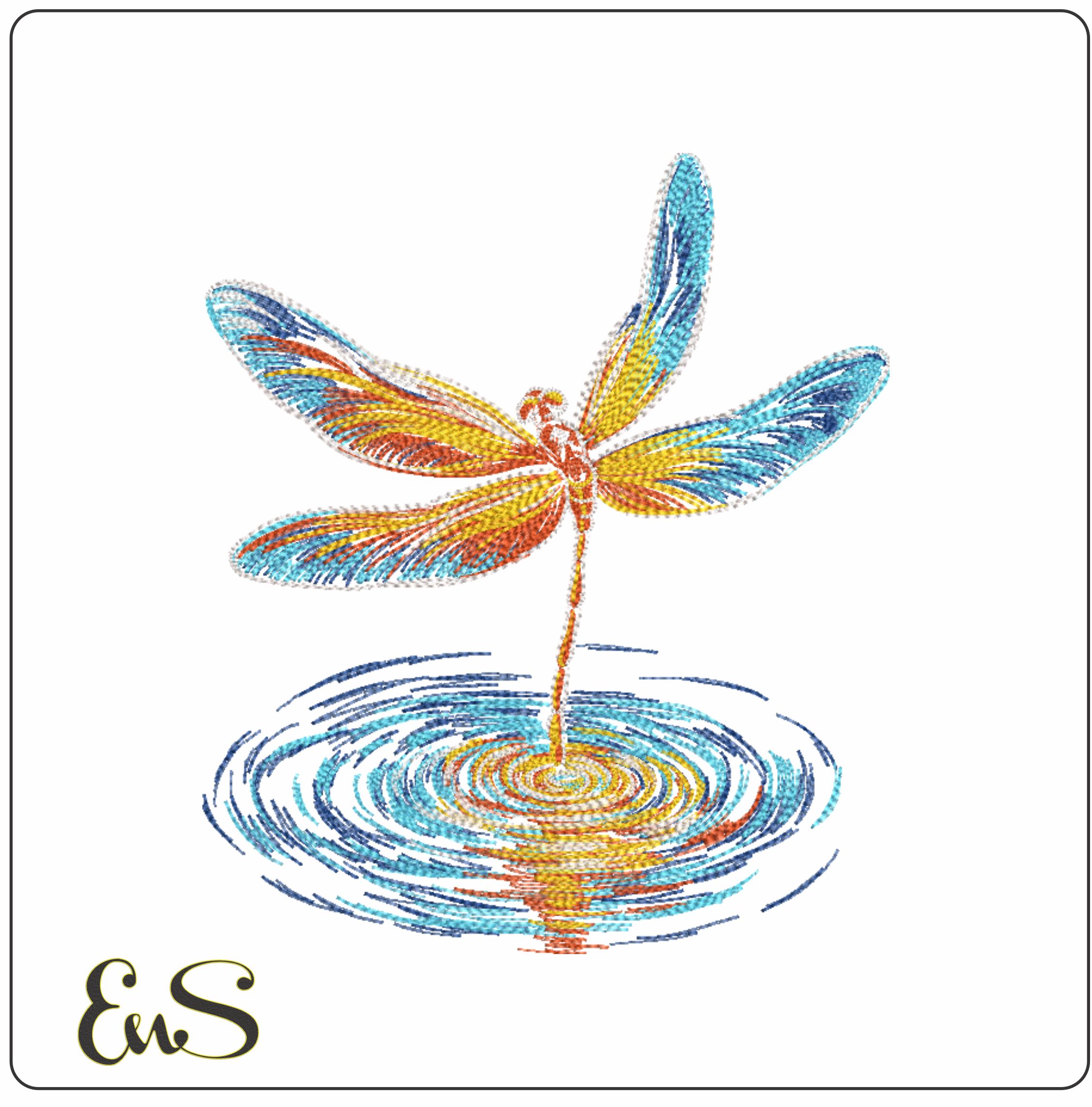 Dragonfly At Water Ripples