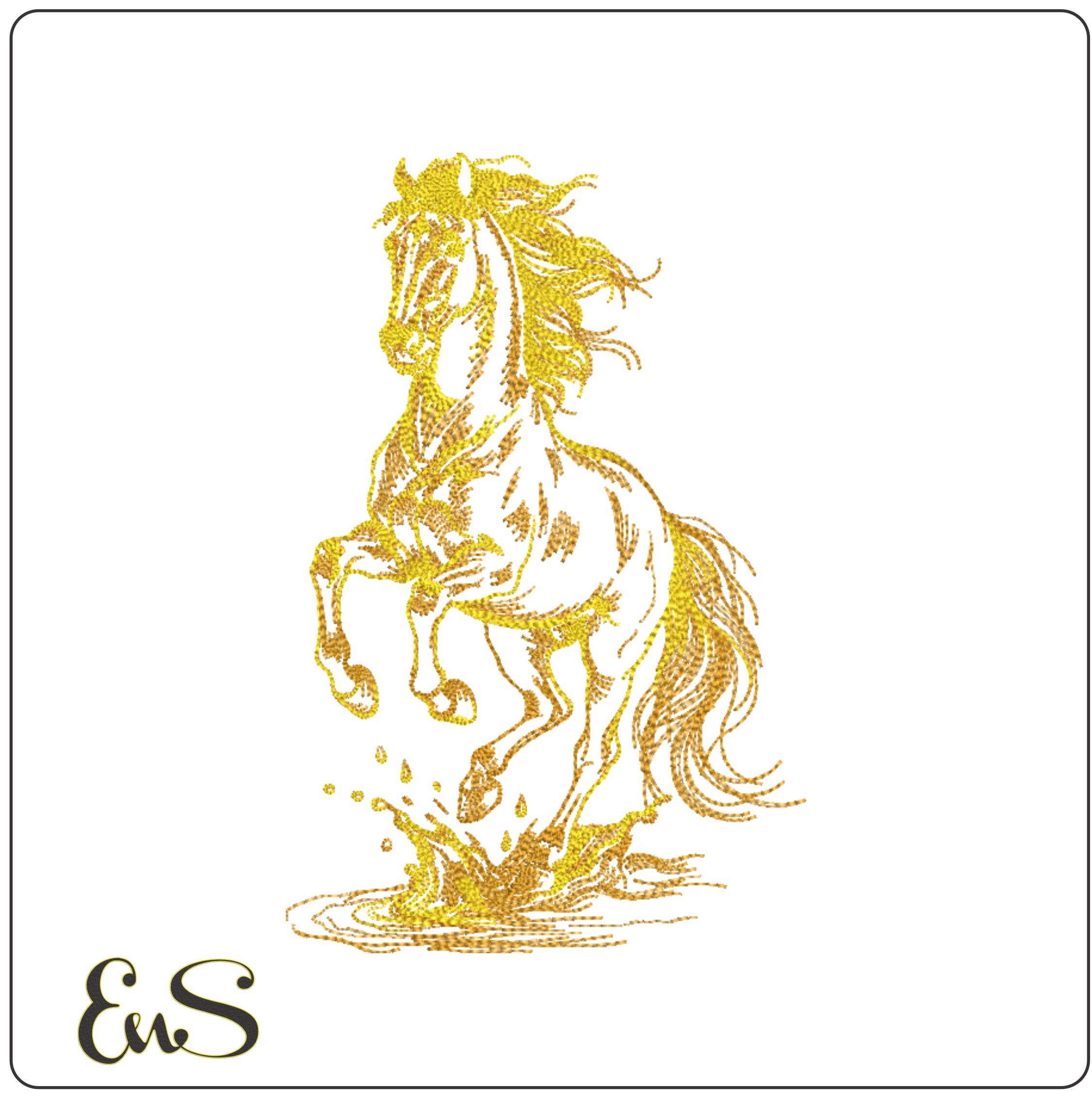 Golden Rearing Horse