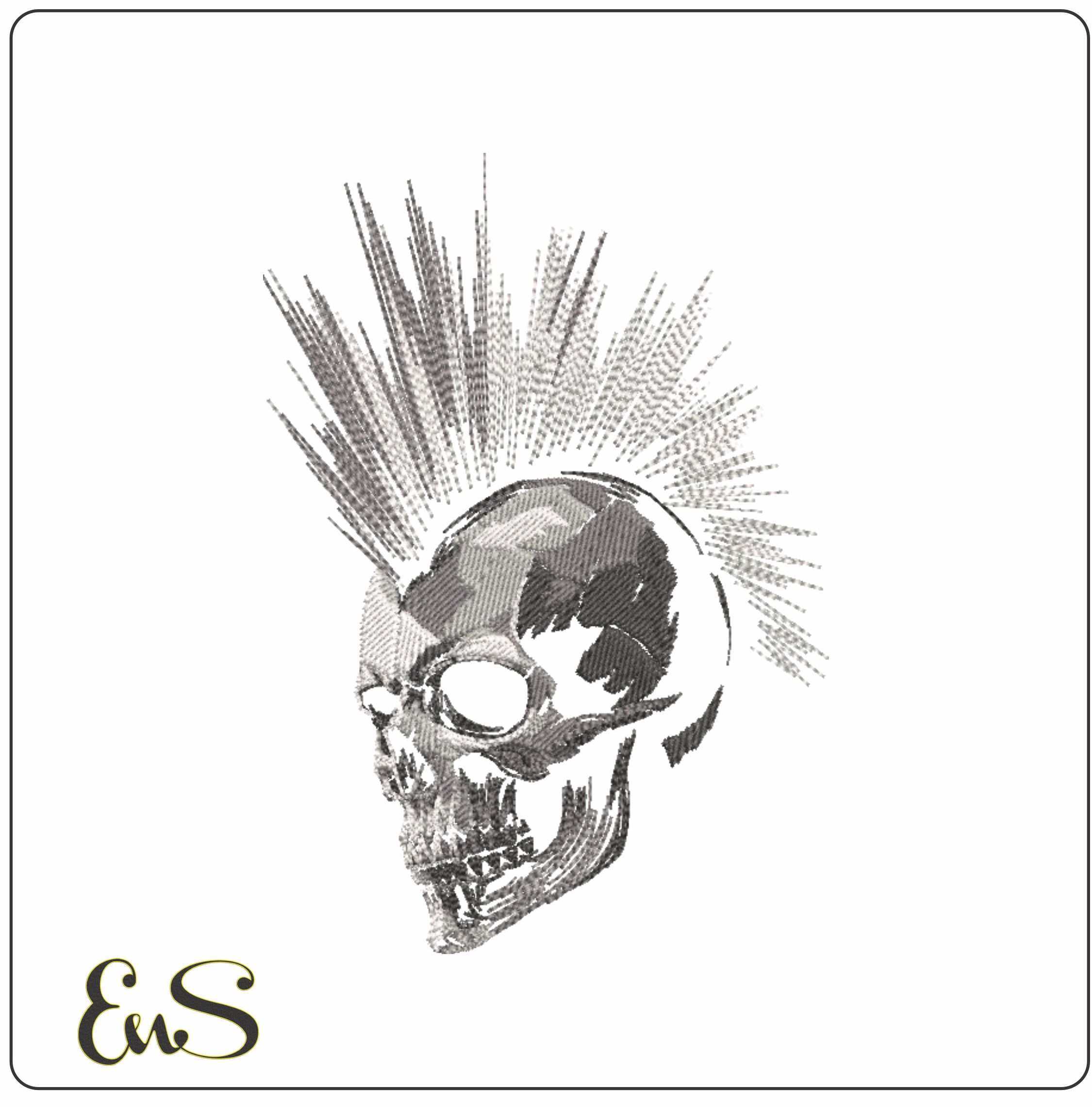 Mono Chrome Punk Skull