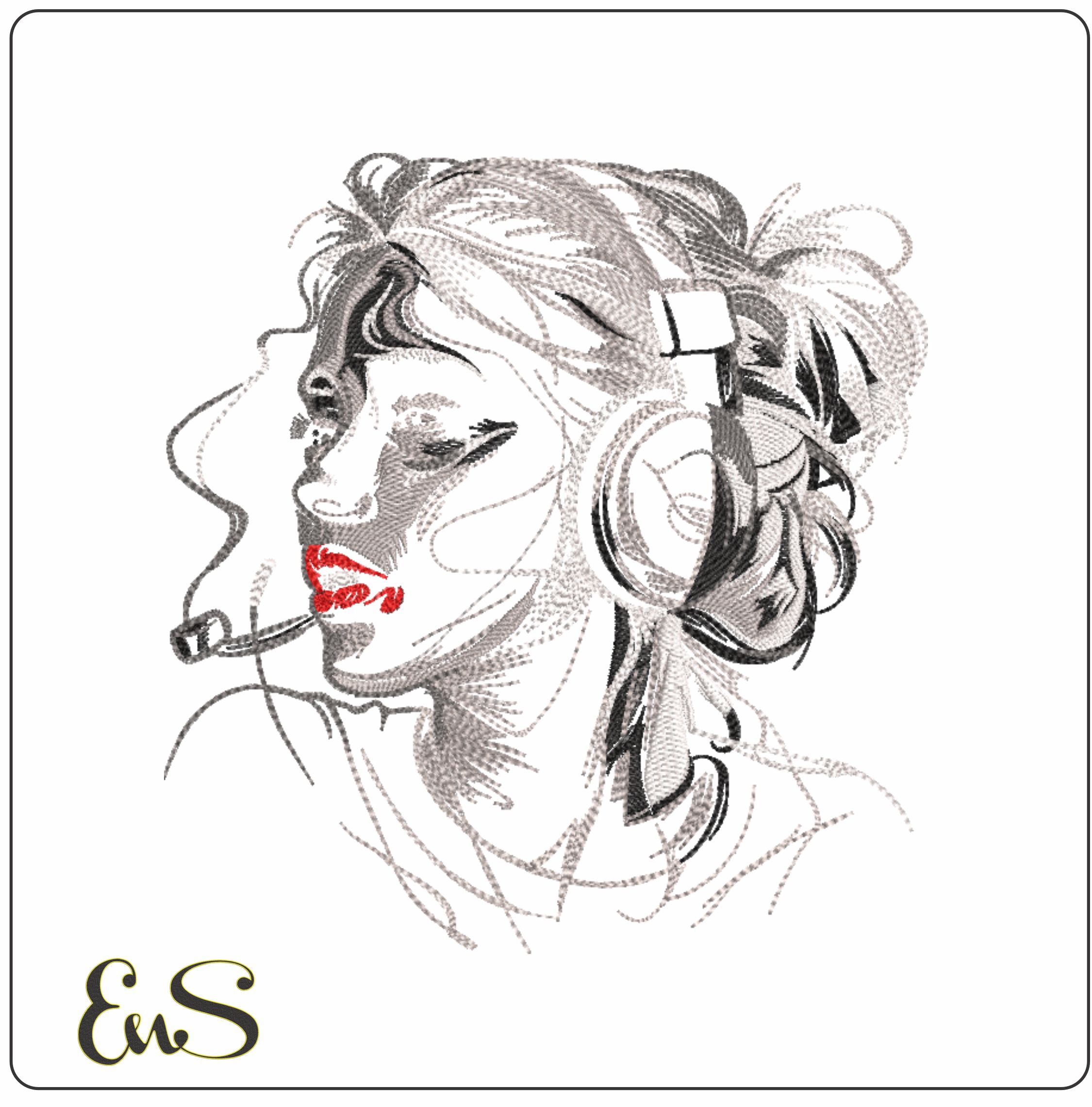 Mono Chrome Woman Headphones