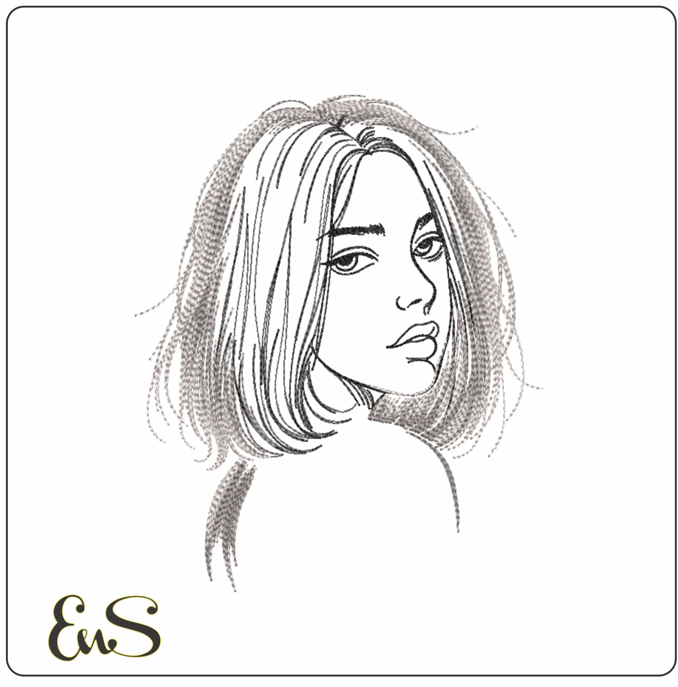 Mono Chrome Woman Looking Over Line Art