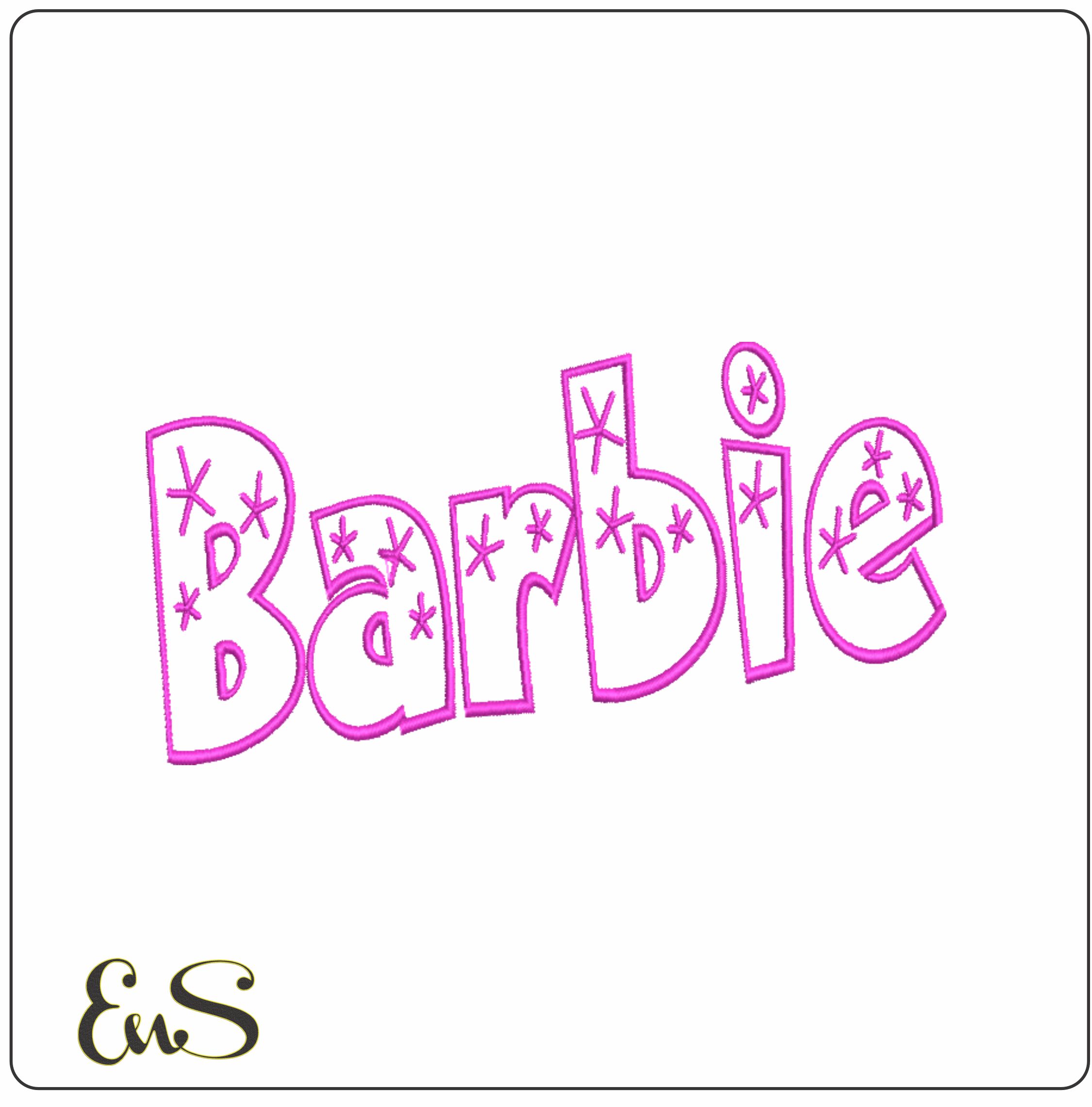 Barbie text embroidery design Pink Barbie Twinkle Font Logo design machine pattern embroidery file instant download in a frame
