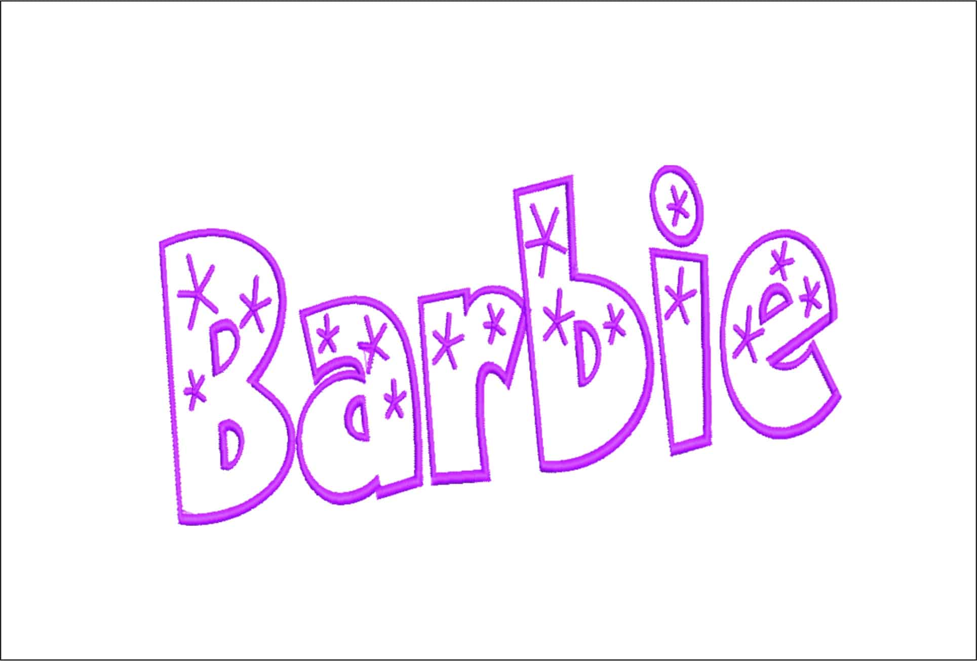 Barbie text embroidery design Pink Barbie Twinkle Font Logo design machine pattern embroidery file instant download in a frame