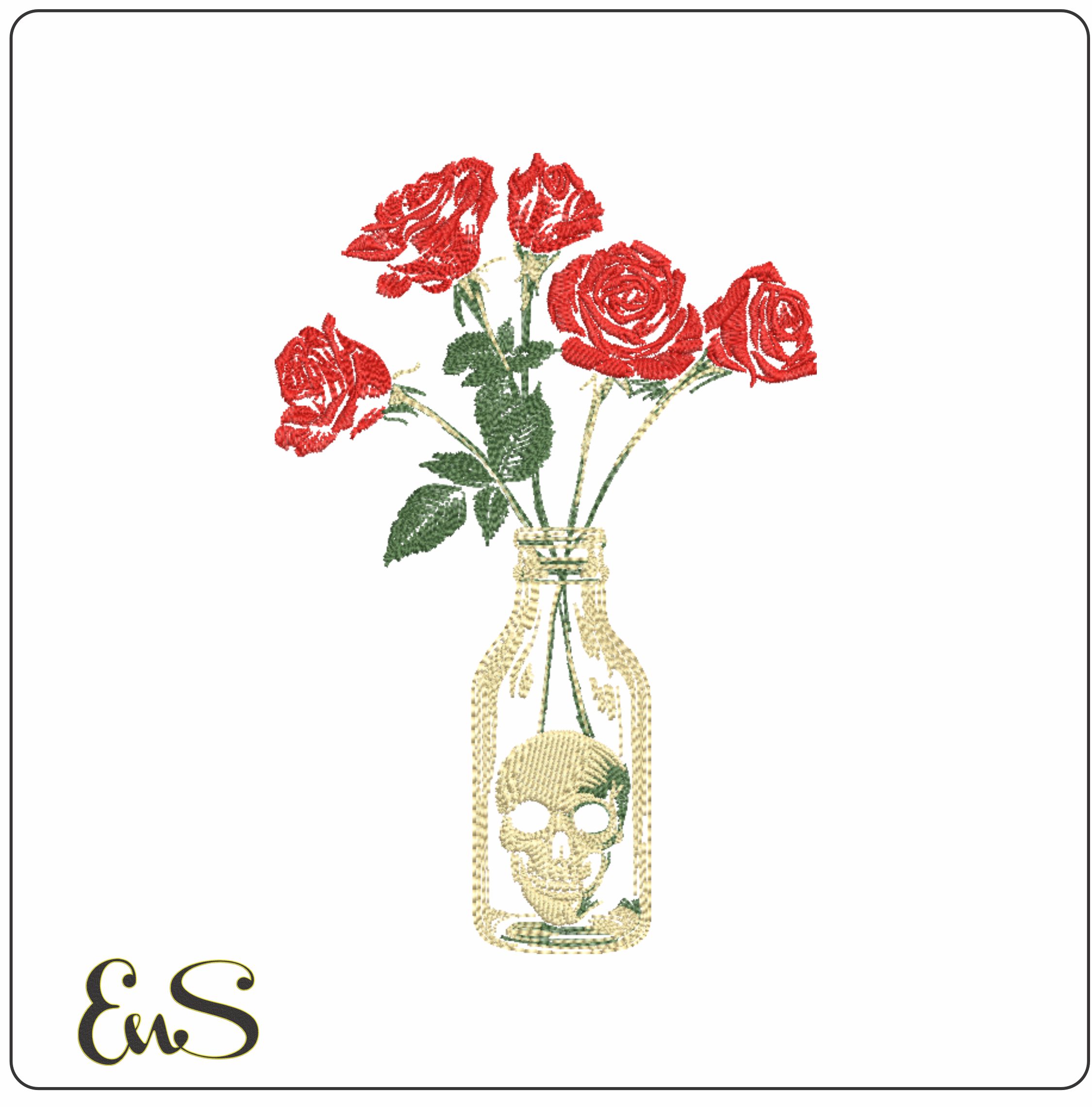 Rose Bottle With Skull