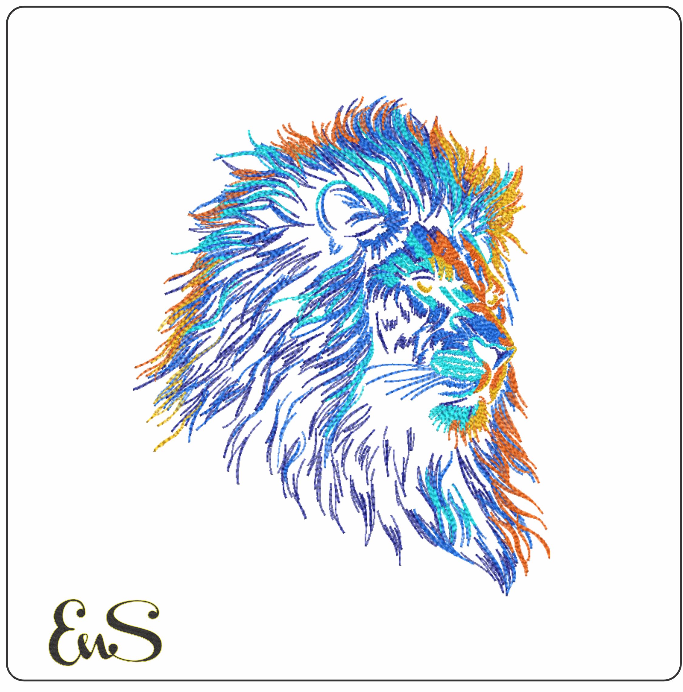 Stylized Electic Blue Lion