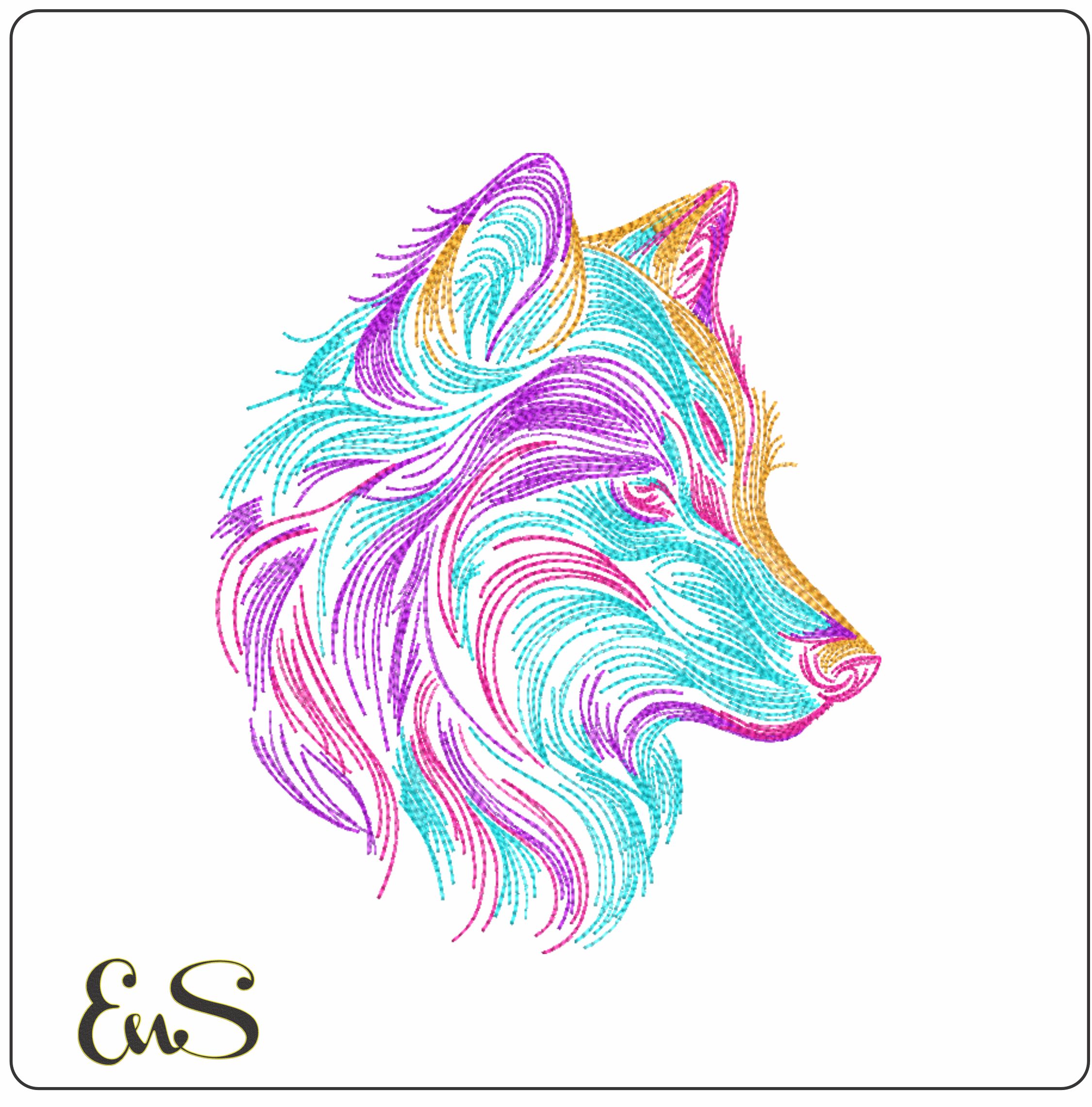 Stylized Wolf Line Art