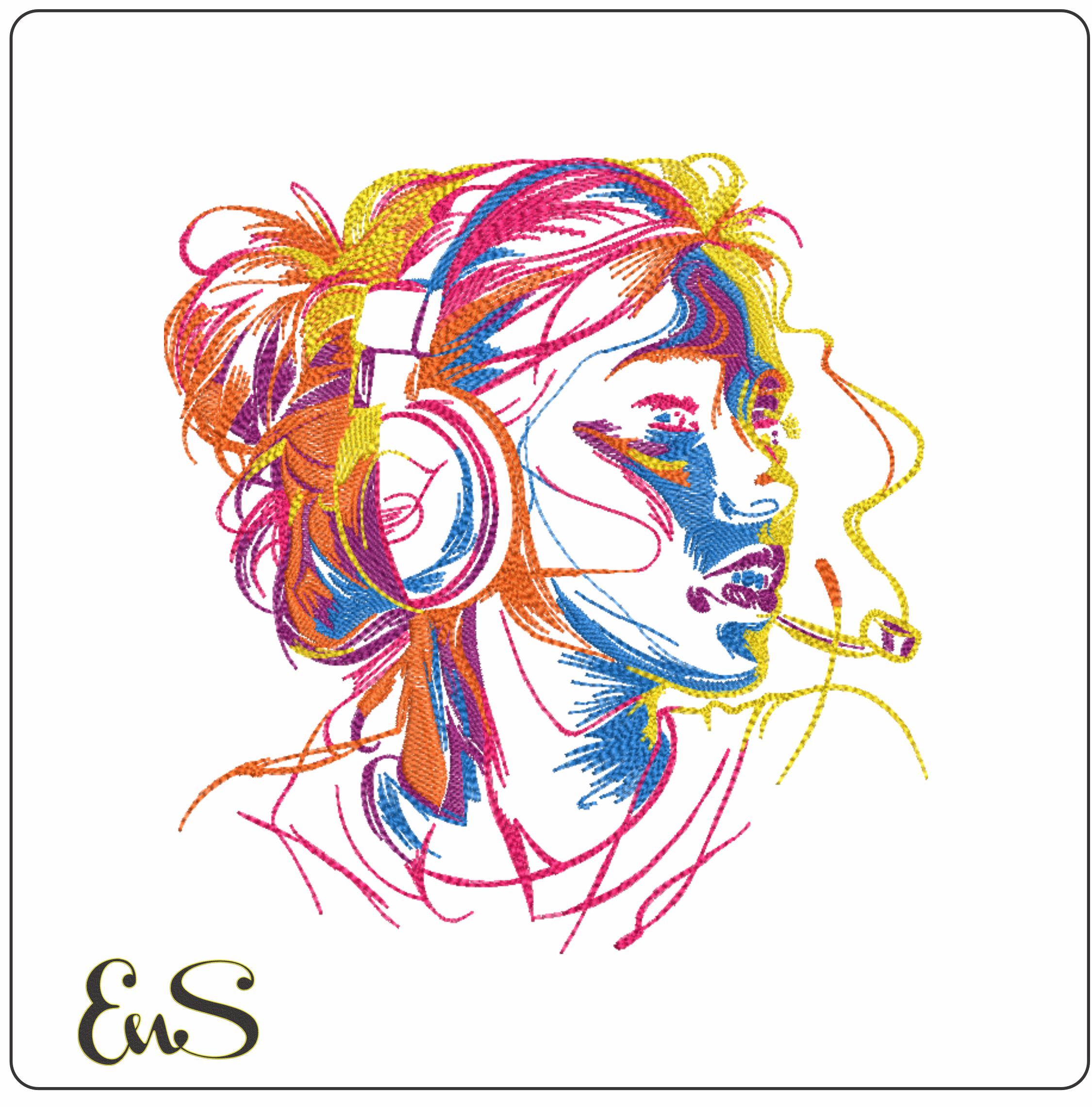 Stylized Woman Headphones