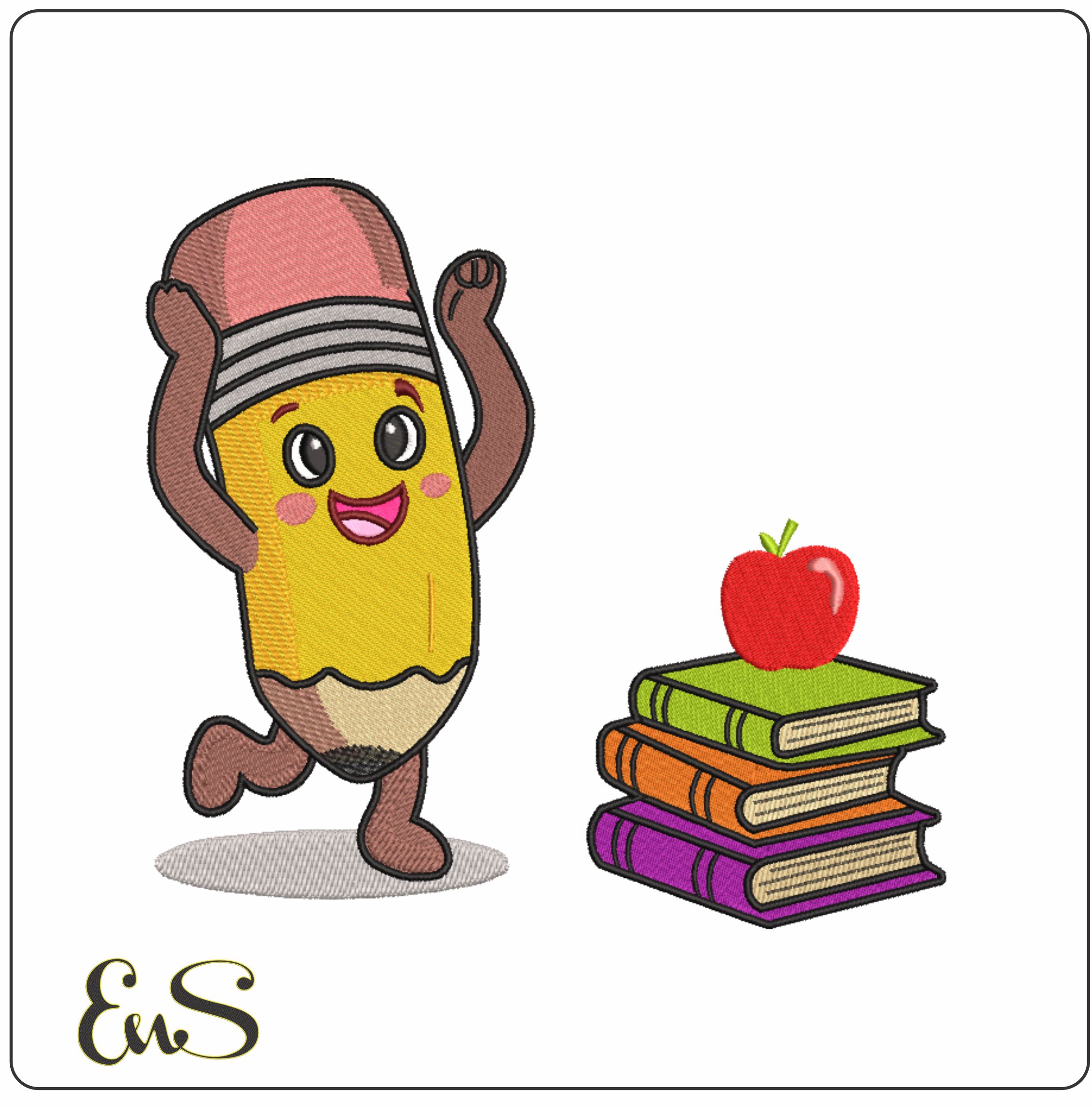 Happy Pencil With Books