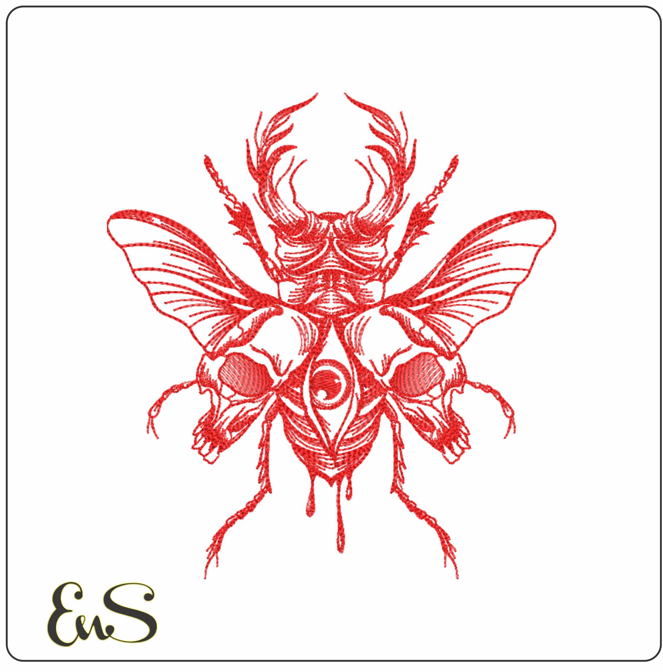 Line Art Red Skull Moth