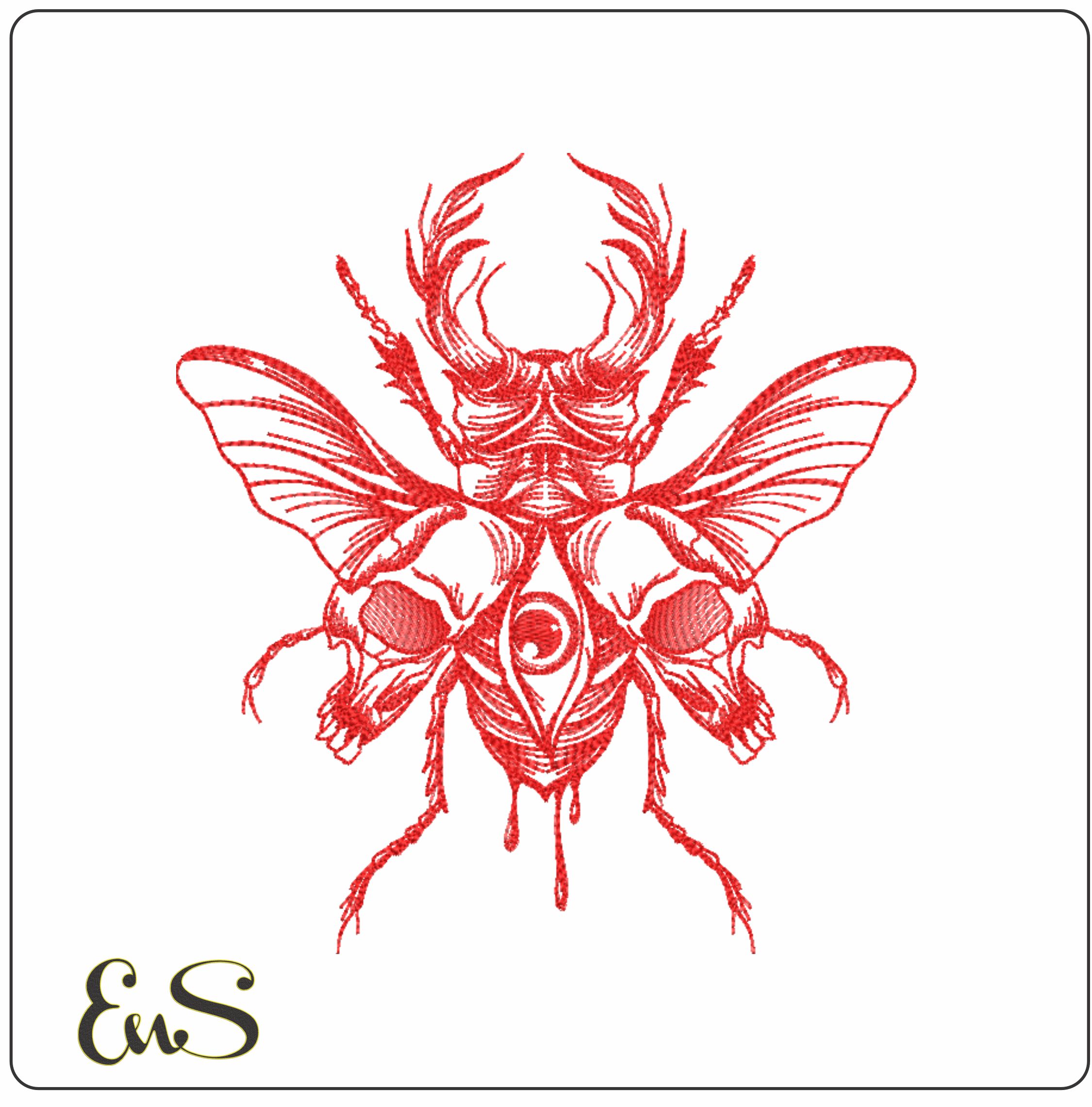 Line Art Red Skull Moth