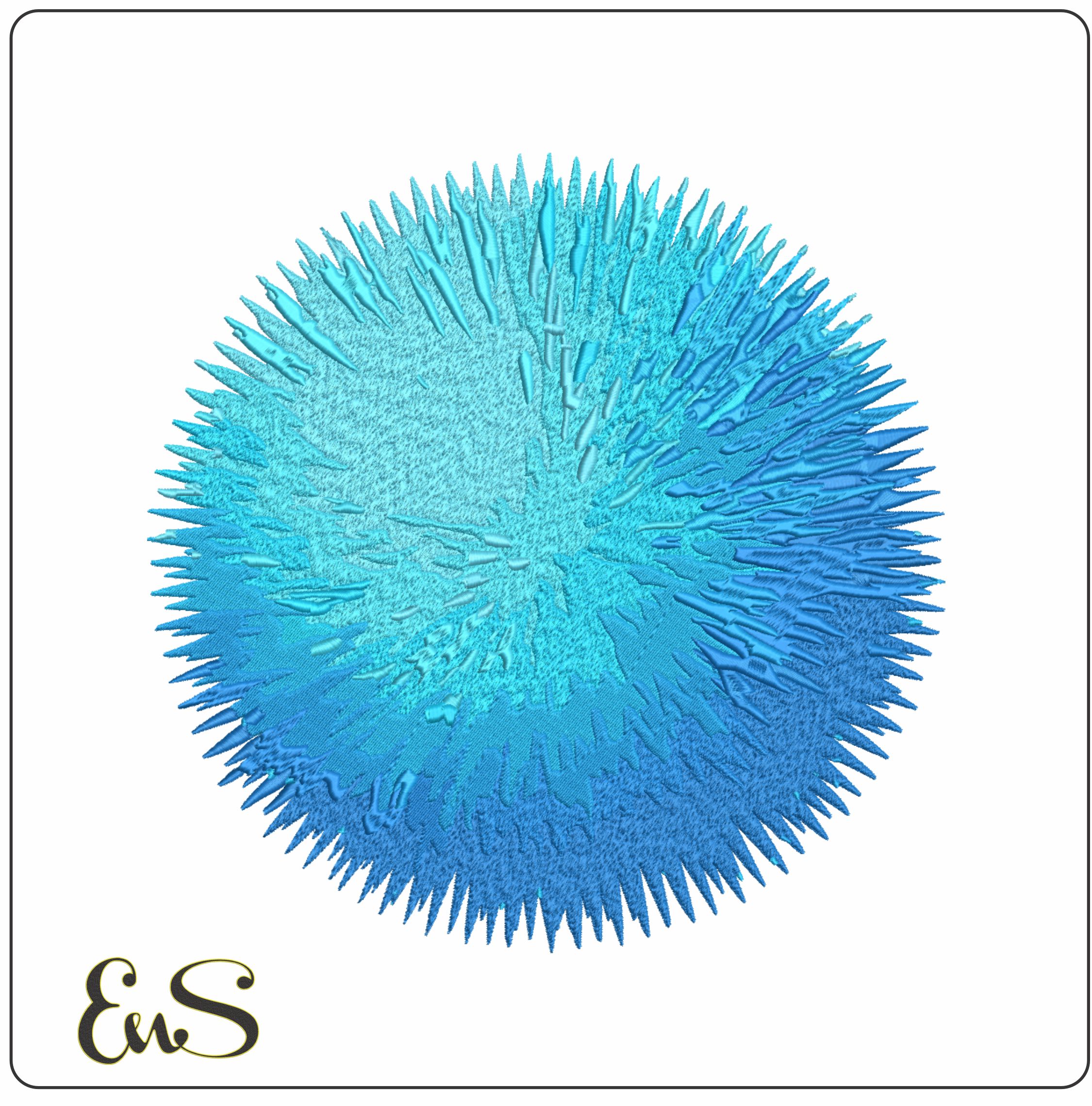 Blue Spikey Ball embroidery design - Spike ball embroidery design machine pattern Baby toddler embroidery file instant download in a frame