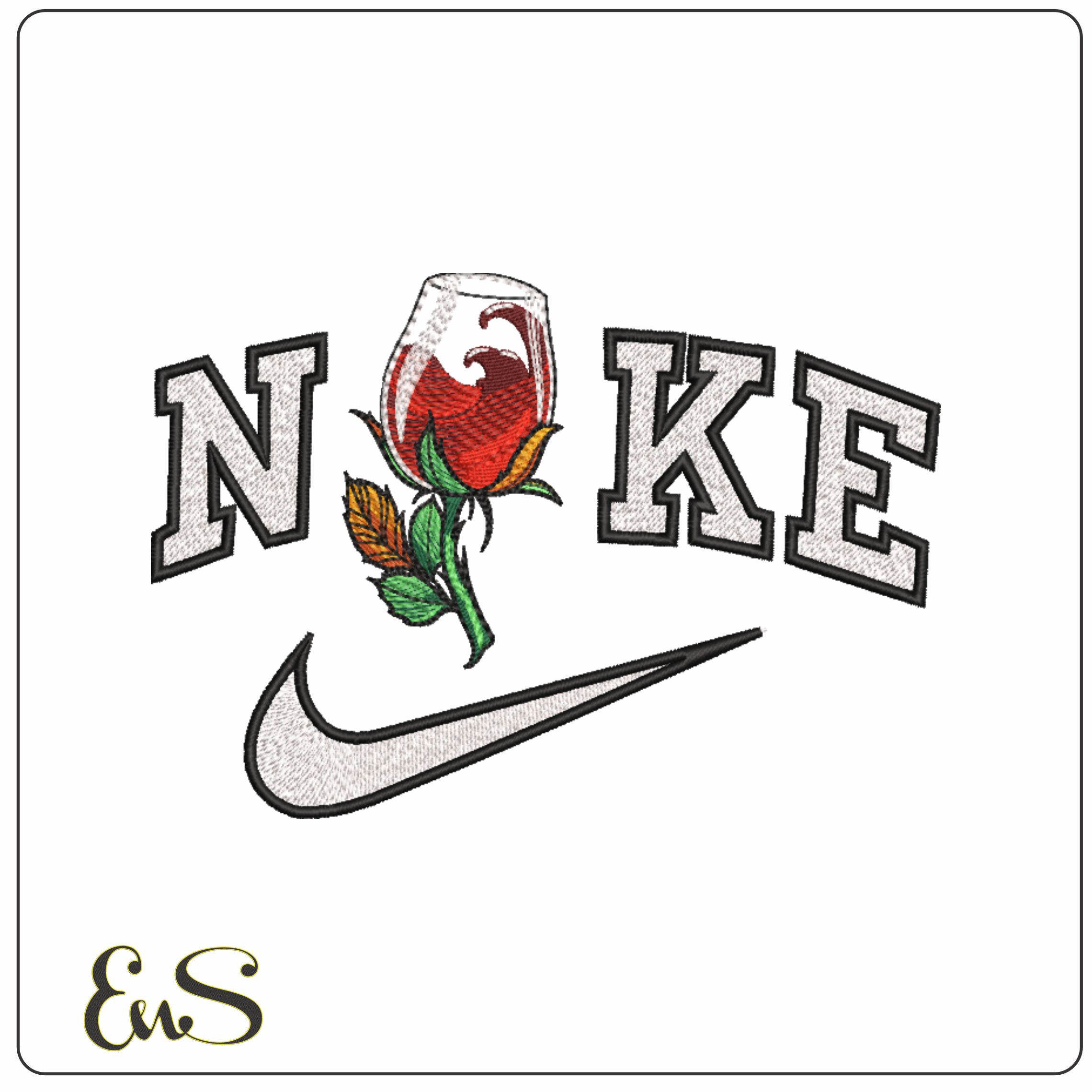 Nike Red Rose Wine Glass
