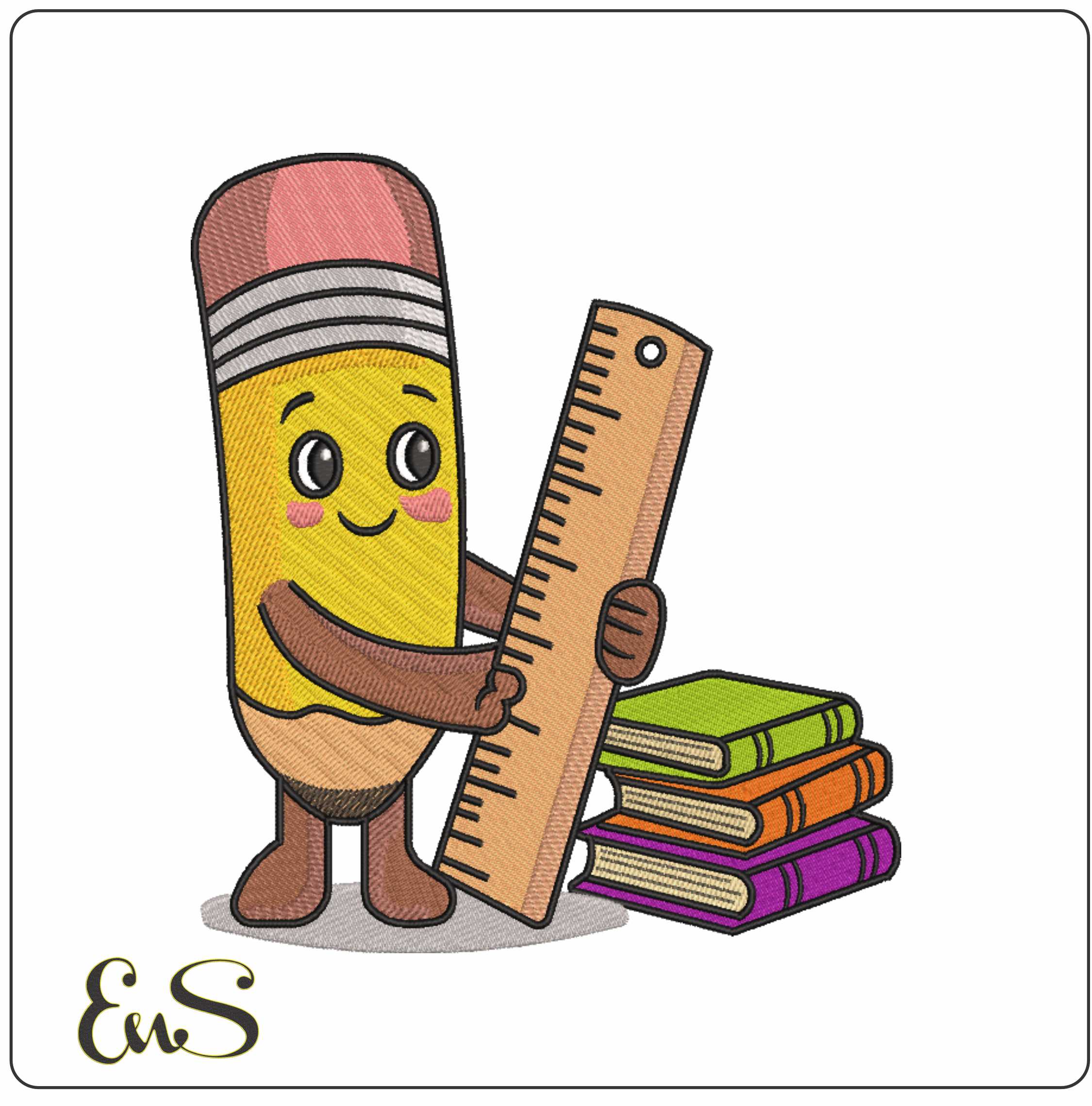 Pencil With Ruler And Books New