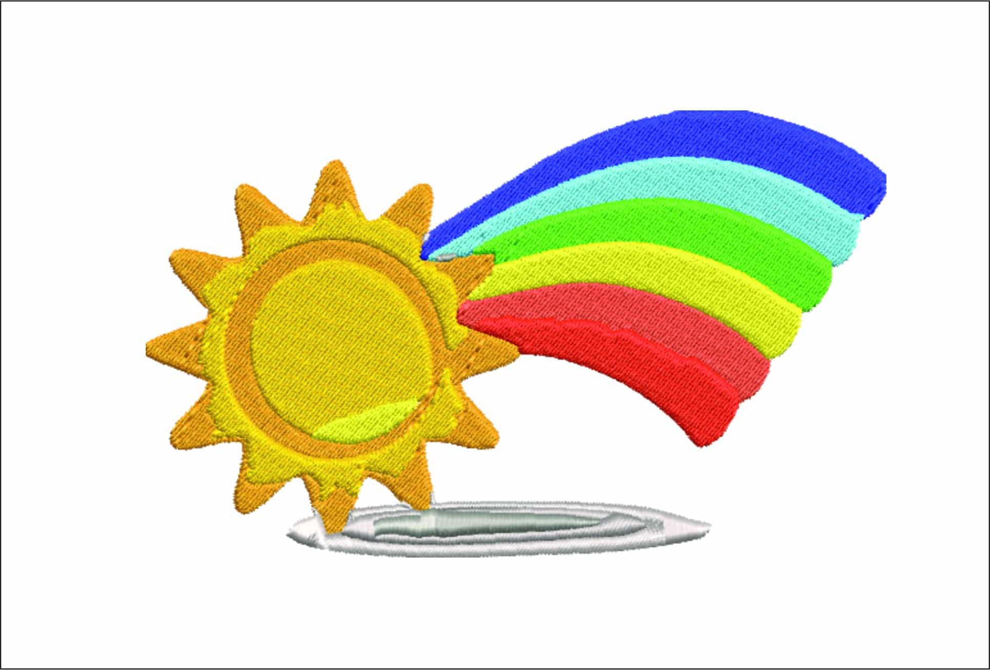 Rainbow embroidery design - Cartoon Sun Rain embroidery design machine pattern - Baby toddler embroidery file - instant download in a frame