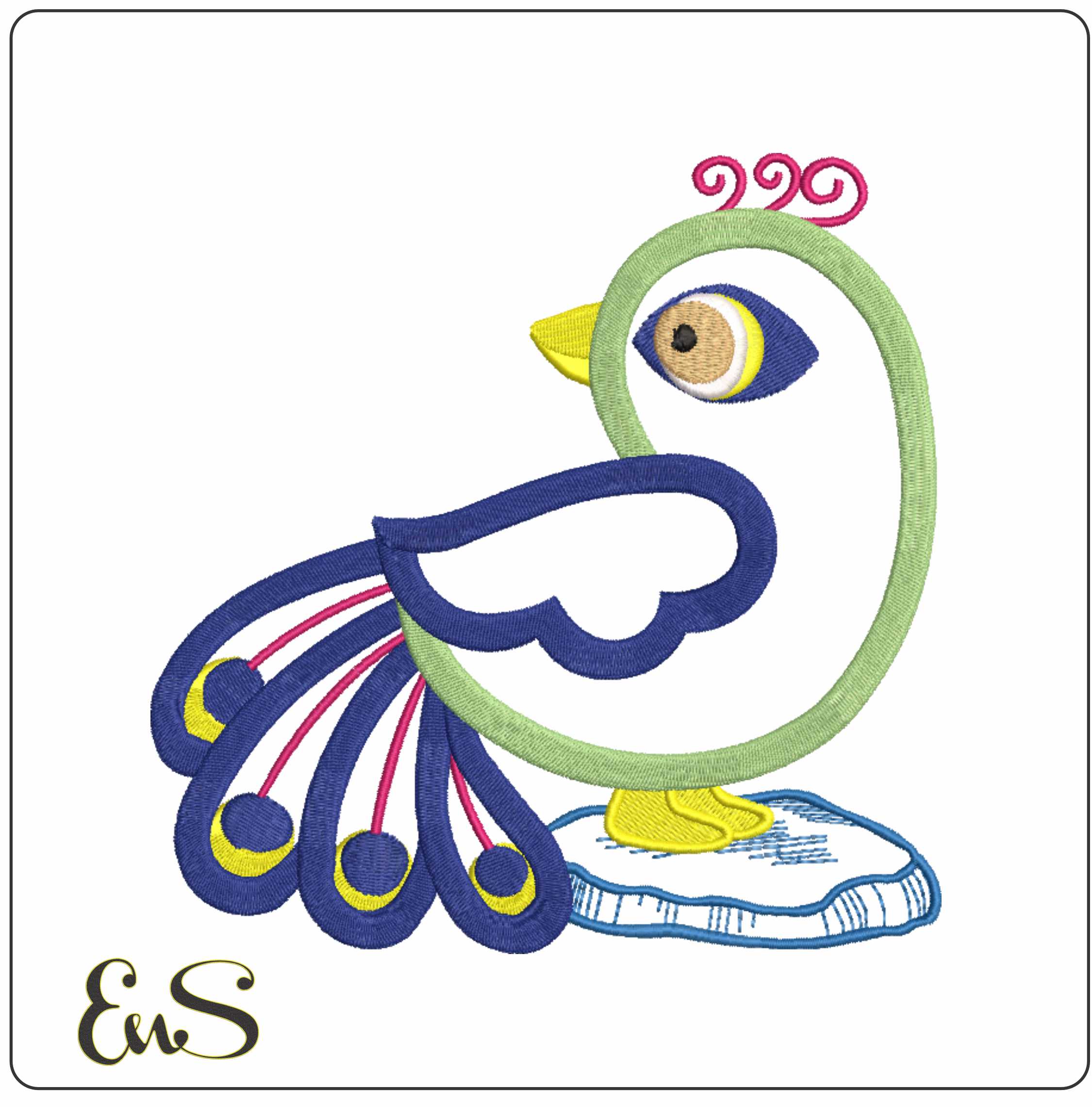 Applique Peacock In Puddle