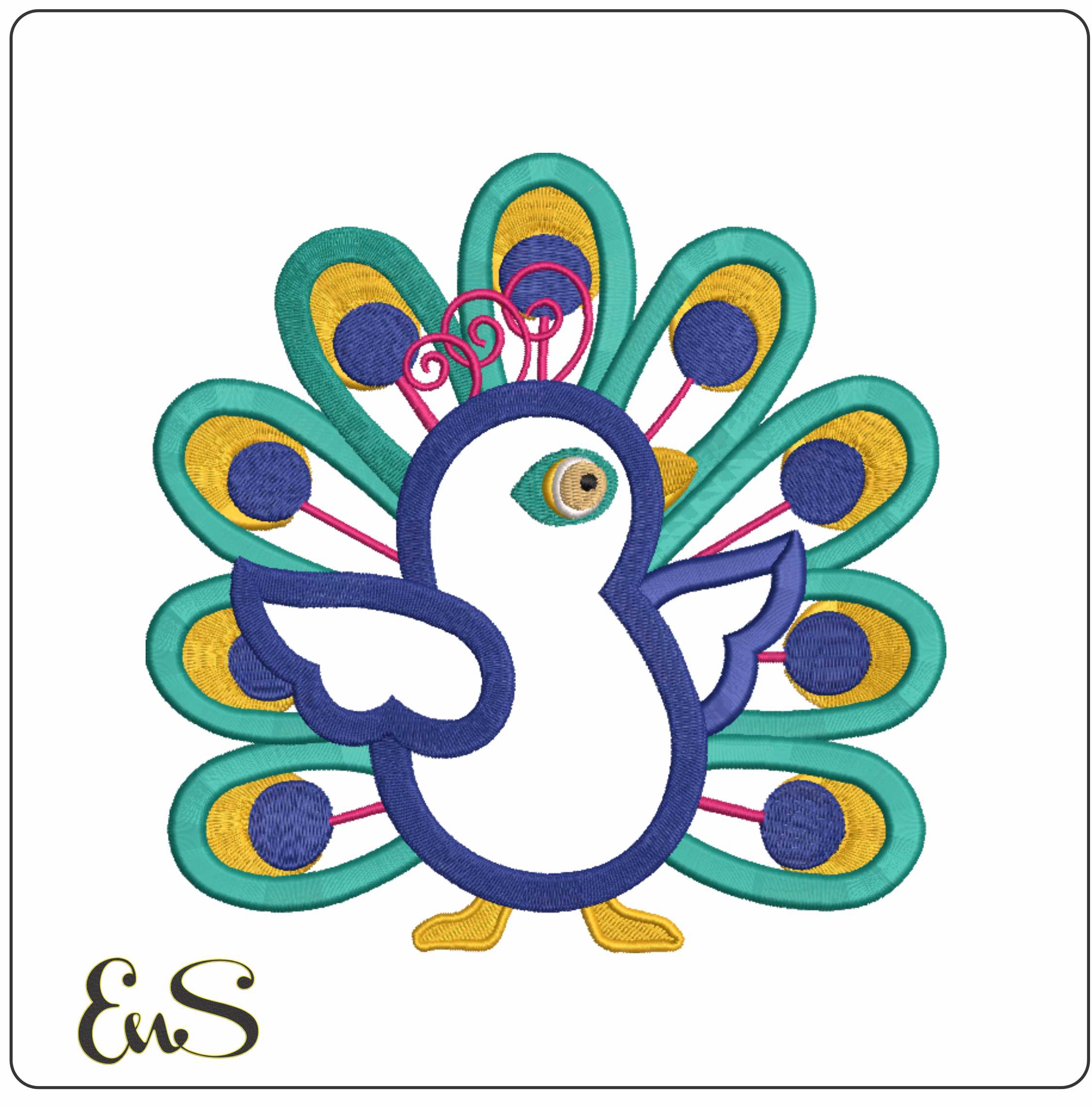 Applique Peacock Posing Tail
