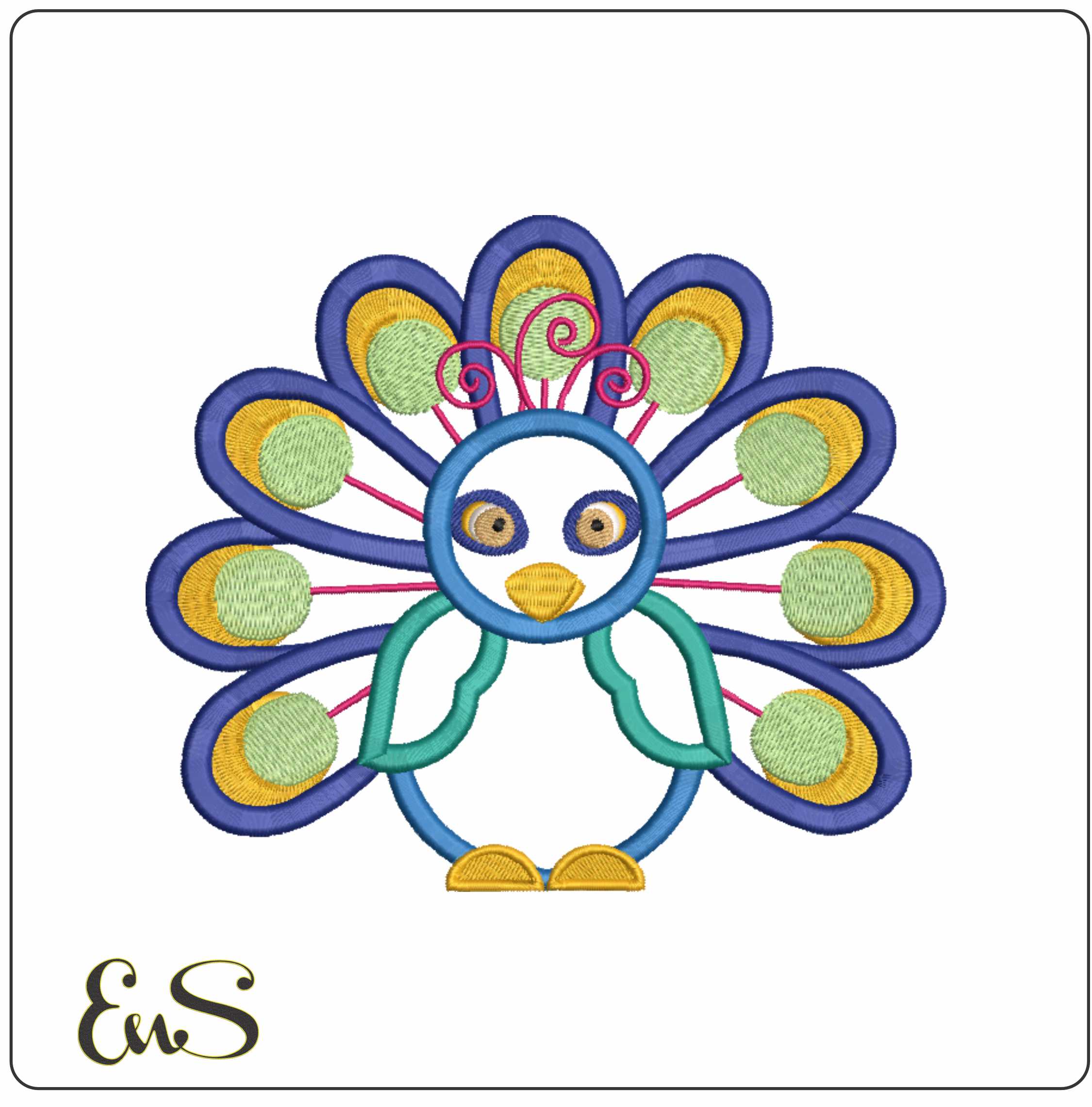 Applique Peacock Showing Tail