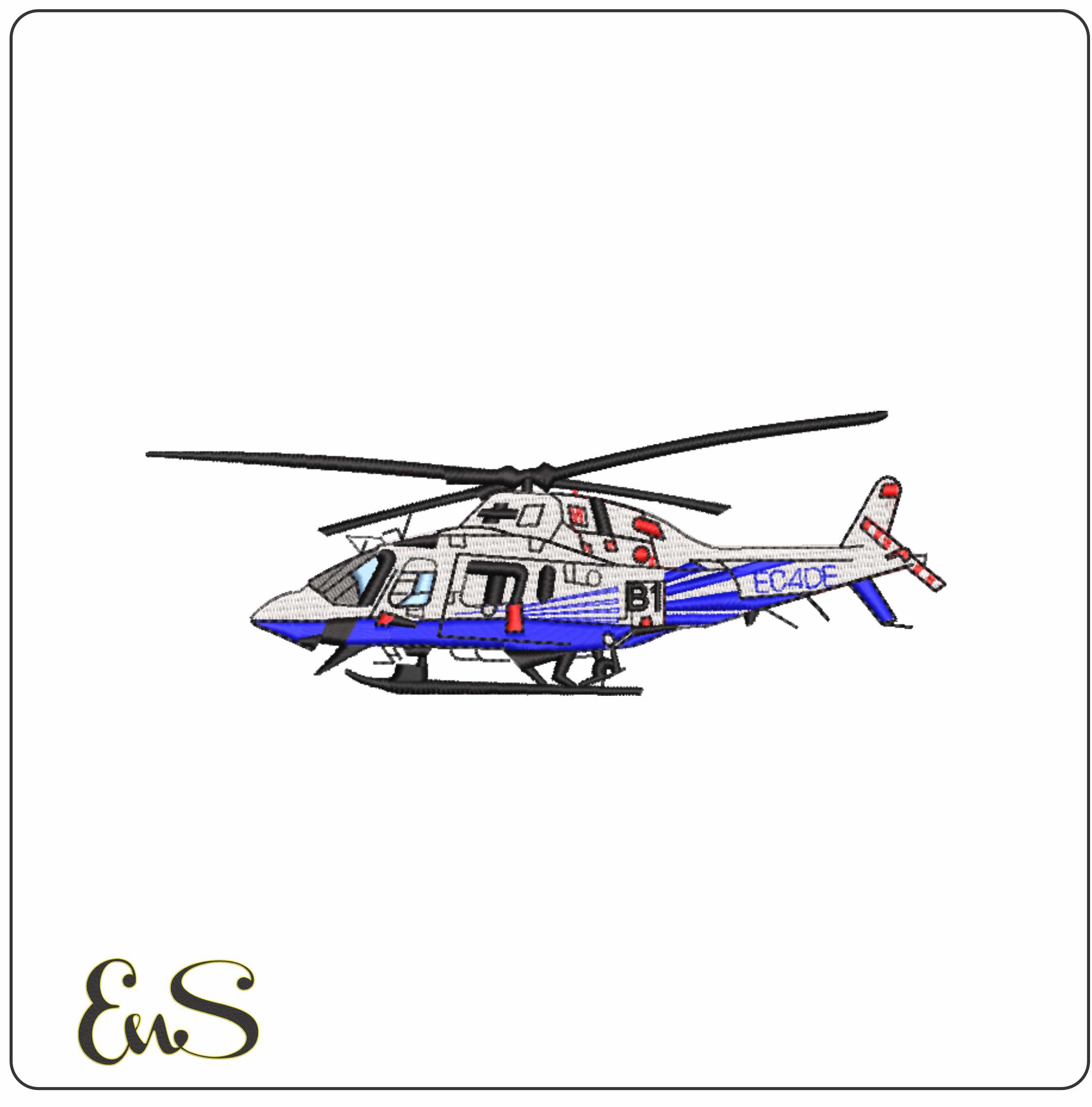Bell 212 Side View Helicopter