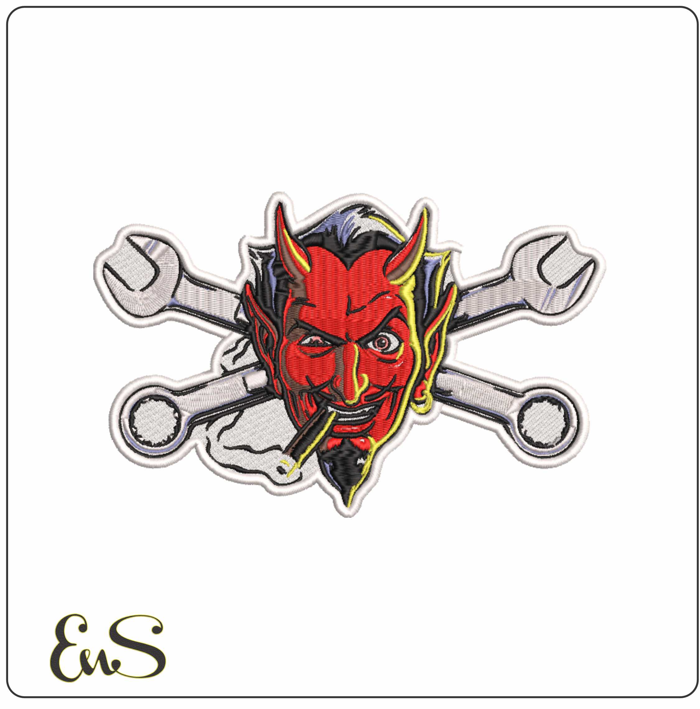 Crossed Spanners With Devil And Cigar Patch